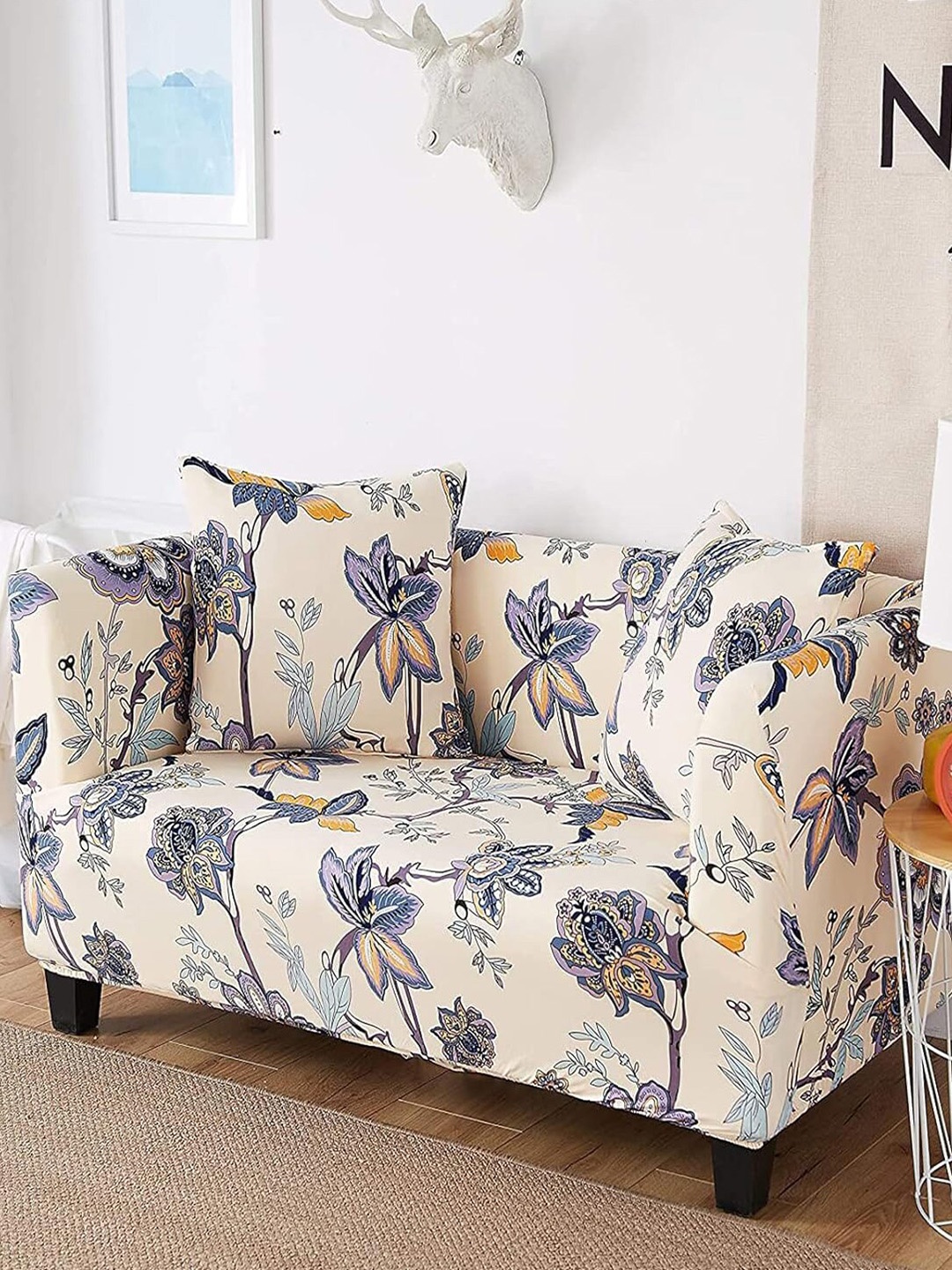 HOUSE OF QUIRK Beige & Blue Floral Printed Single Seater Elasticated Sofa Cover With Arms
HOUSE OF QUIRK Beige & Blue Floral Printed Single Seater Elasticated Sofa Cover With Arms