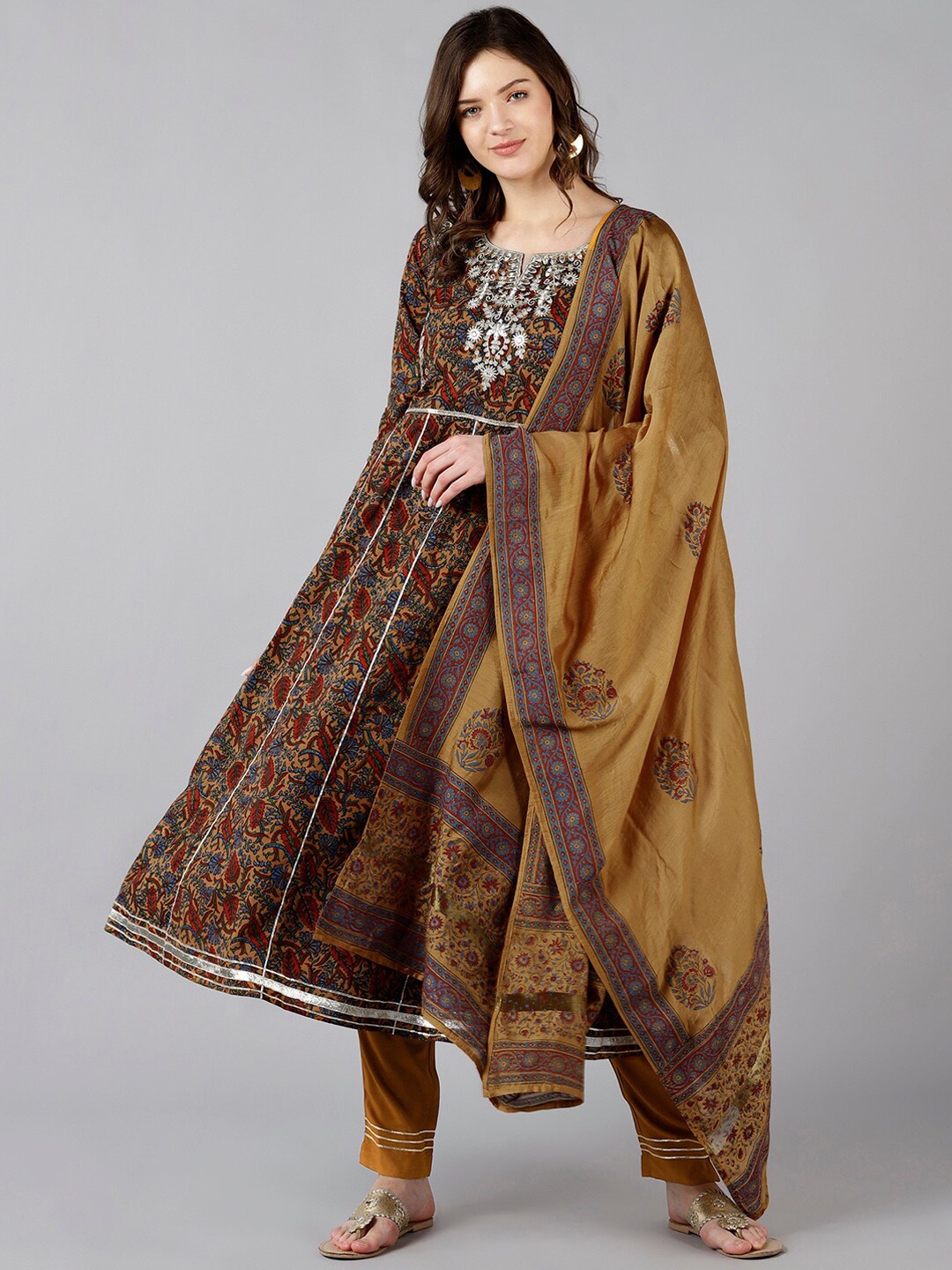 BAESD Floral Printed Pure Cotton Calf Length Anarkali Kurta With Trousers & Dupatta, Brown
BAESD Floral Printed Pure Cotton Calf Length Anarkali Kurta With Trousers & Dupatta, Brown