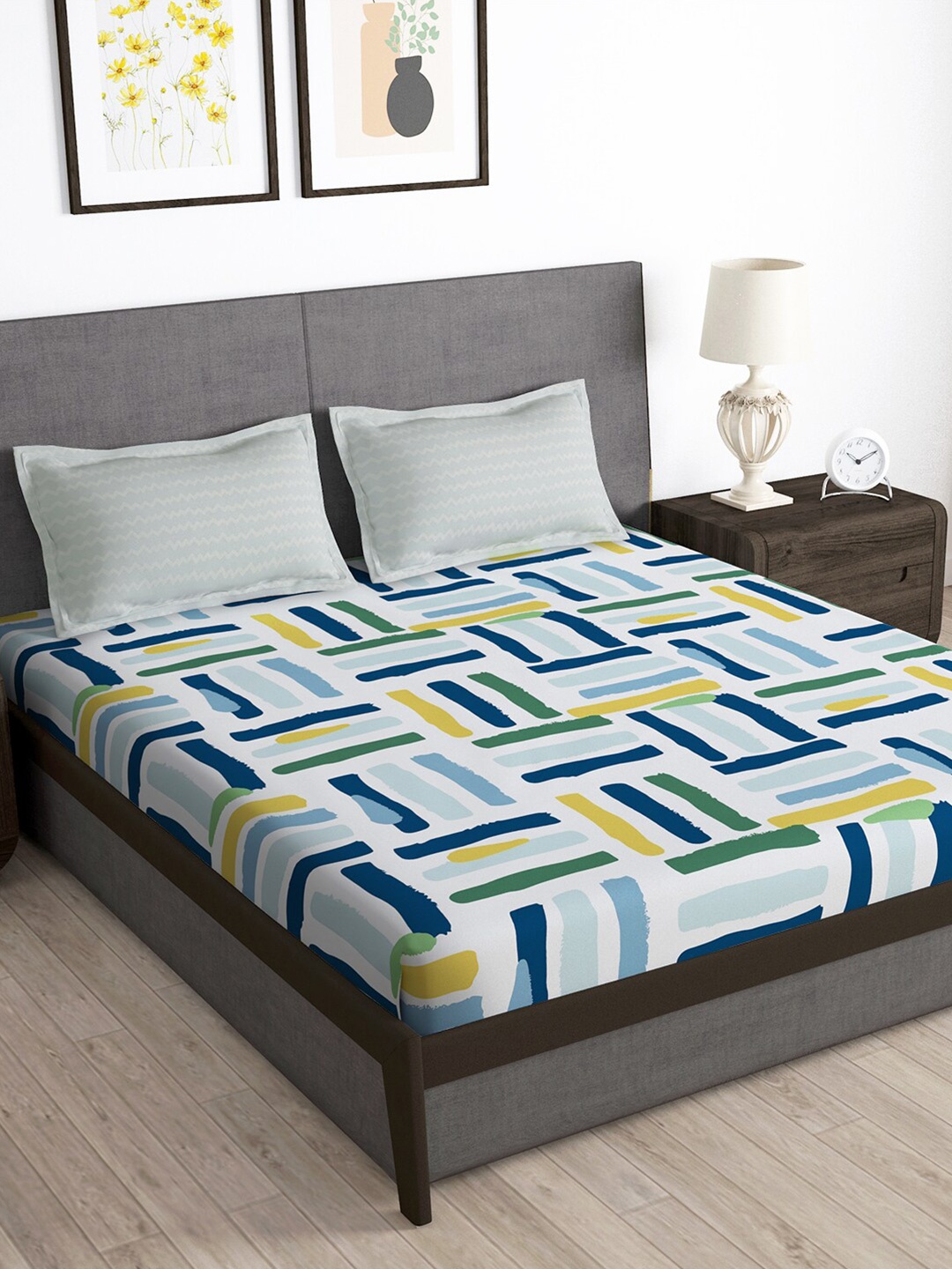 Story@home Grey & Blue Geometric 180 TC Queen Bedsheet with 2 Pillow Covers
Story@home Grey & Blue Geometric 180 TC Queen Bedsheet with 2 Pillow Covers