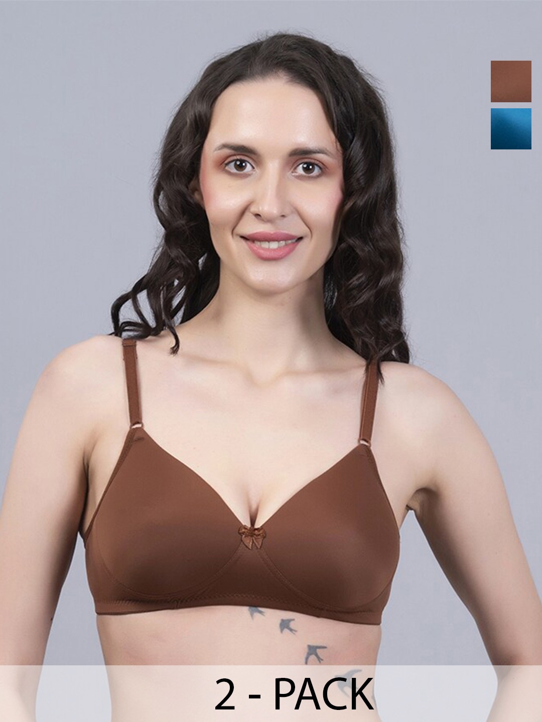 Herryqeal Pack Of 2 Medium Coverage Lightly Padded Everyday Bra With All Day Comfort, Brown
Herryqeal Pack Of 2 Medium Coverage Lightly Padded Everyday Bra With All Day Comfort, Brown