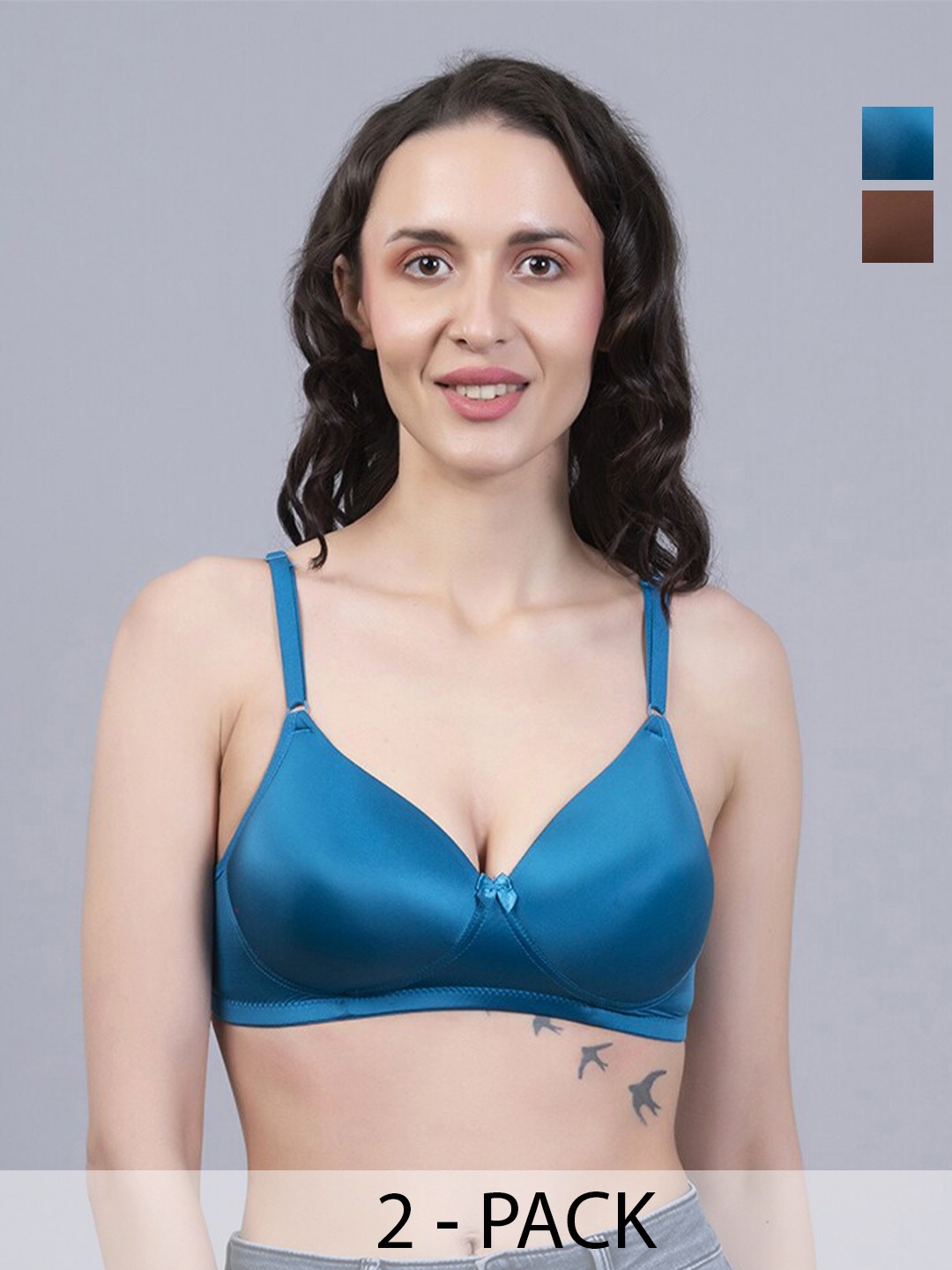 Herryqeal Pack Of 2 Medium Coverage Lightly Padded Everyday Bra With All Day Comfort, Brown
Herryqeal Pack Of 2 Medium Coverage Lightly Padded Everyday Bra With All Day Comfort, Brown