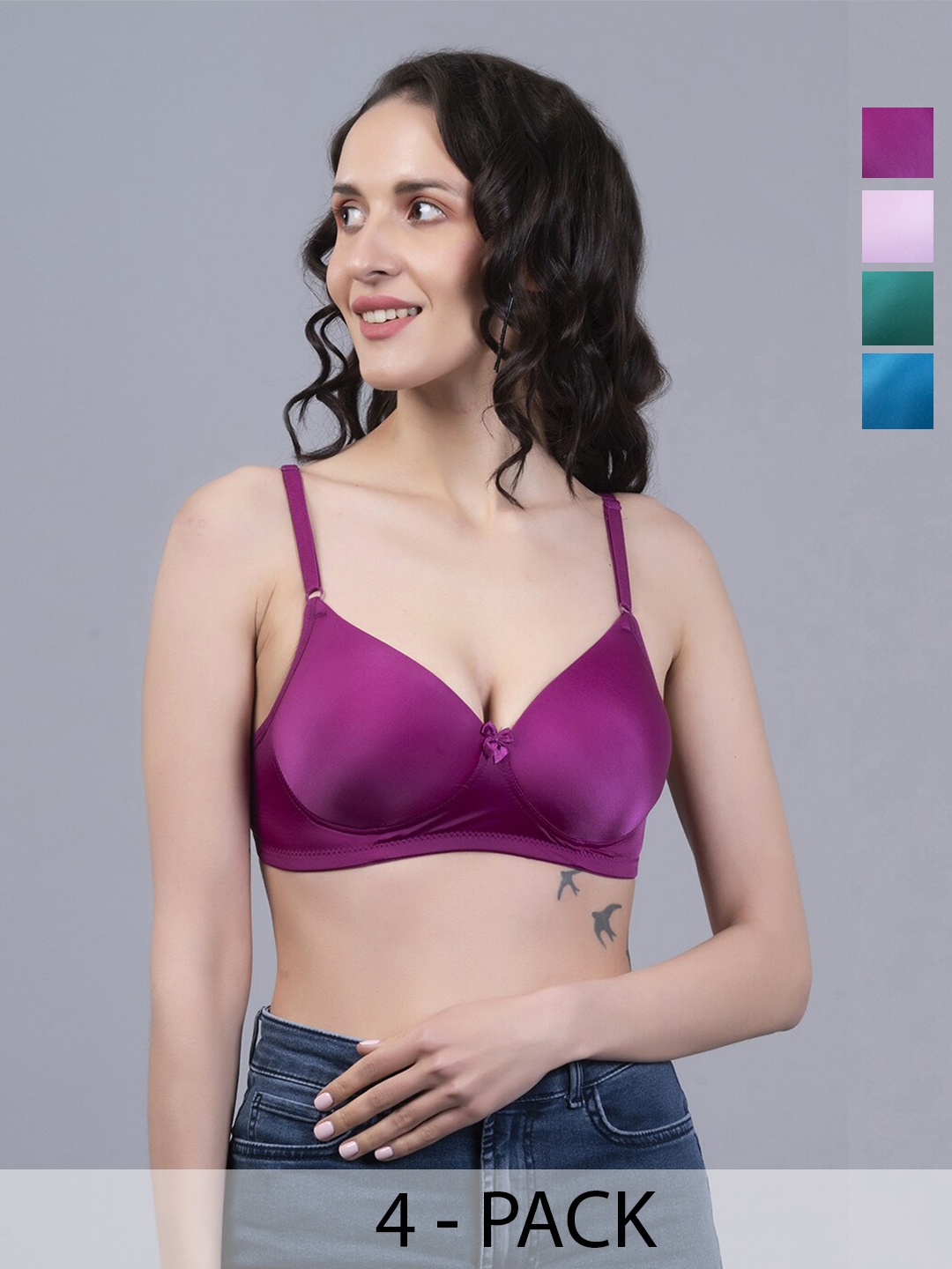 Herryqeal Pack of 4 Full Coverage Lightly Padded Everyday Bra With All Day Comfort, Lavender
Herryqeal Pack of 4 Full Coverage Lightly Padded Everyday Bra With All Day Comfort, Lavender