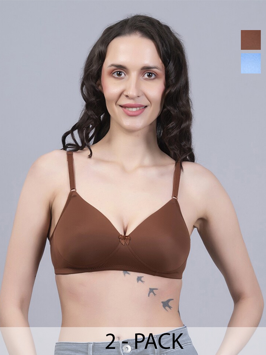 Herryqeal Pack Of 2 Medium Coverage Lightly Padded Everyday Bra With All Day Comfort, Blue
Herryqeal Pack Of 2 Medium Coverage Lightly Padded Everyday Bra With All Day Comfort, Blue