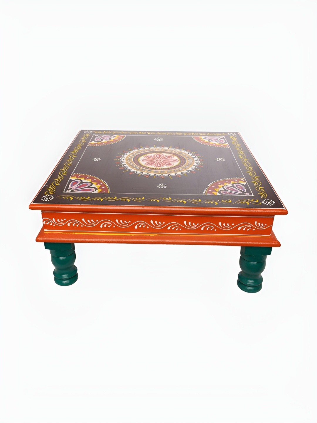 THE COCOTIER Brown & Orange-Coloured Floral Printed Square Wooden Pooja Chowkie
THE COCOTIER Brown & Orange-Coloured Floral Printed Square Wooden Pooja Chowkie