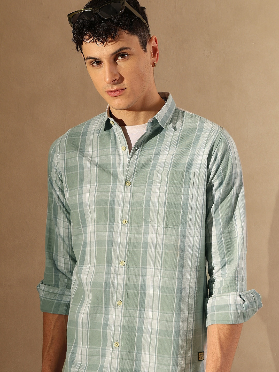 DENNISON Regular Fit Spread Collar Full Sleeves Checked Smart Opaque Casual Shirt, Olive
DENNISON Regular Fit Spread Collar Full Sleeves Checked Smart Opaque Casual Shirt, Olive