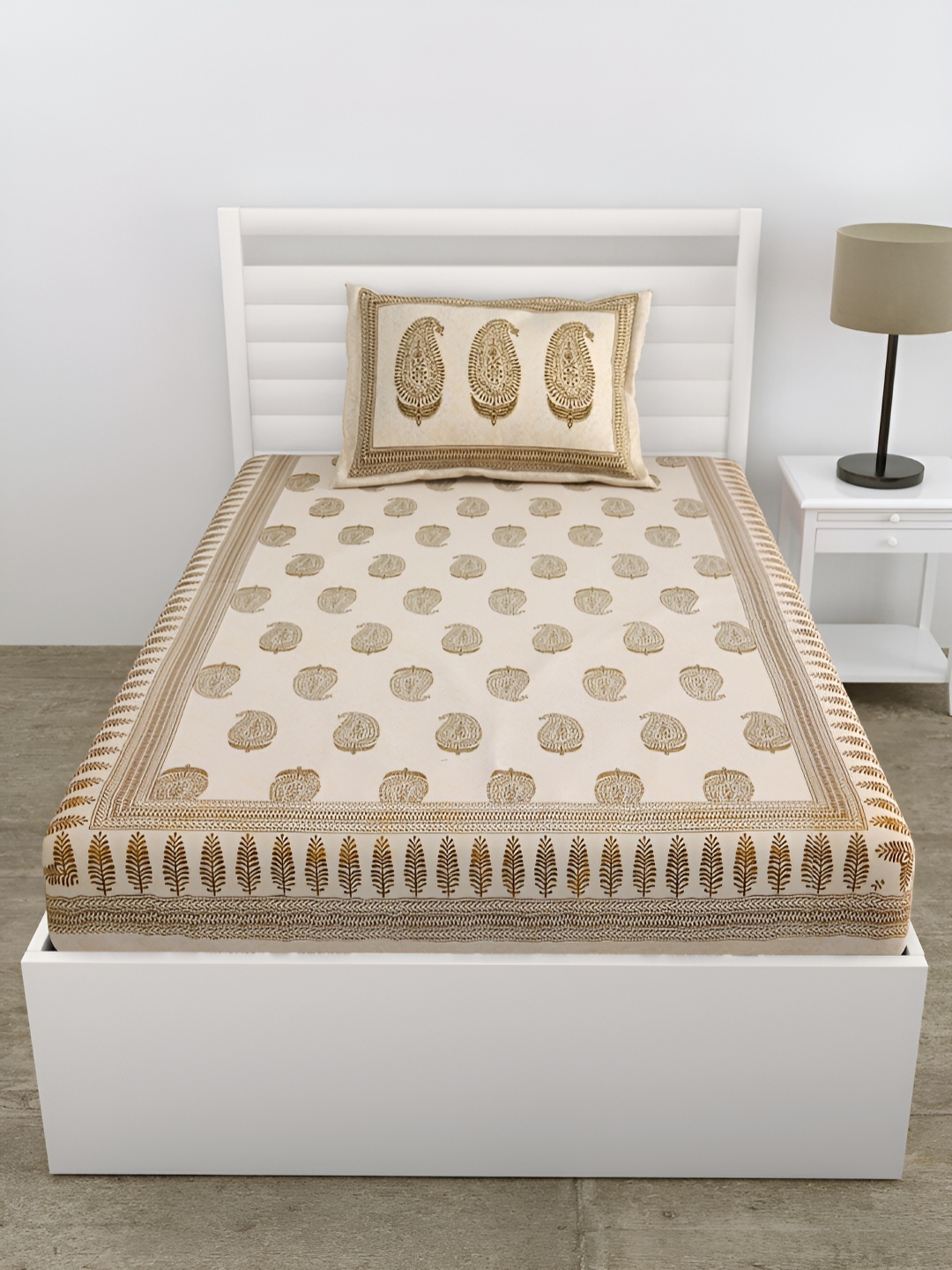 DOLLIFI Yellow & Peach Ethnic Motifs Cotton 180 TC Single Bedsheet With 1 Pillow Cover
DOLLIFI Yellow & Peach Ethnic Motifs Cotton 180 TC Single Bedsheet With 1 Pillow Cover