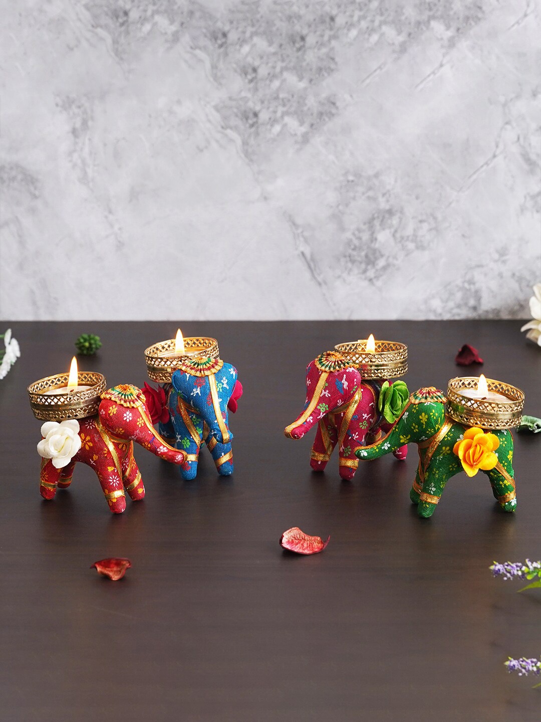 eCraftIndia Red & Blue 4 Pieces Textured Elephant Shaped Metal Tea Light Candle Holders
eCraftIndia Red & Blue 4 Pieces Textured Elephant Shaped Metal Tea Light Candle Holders
