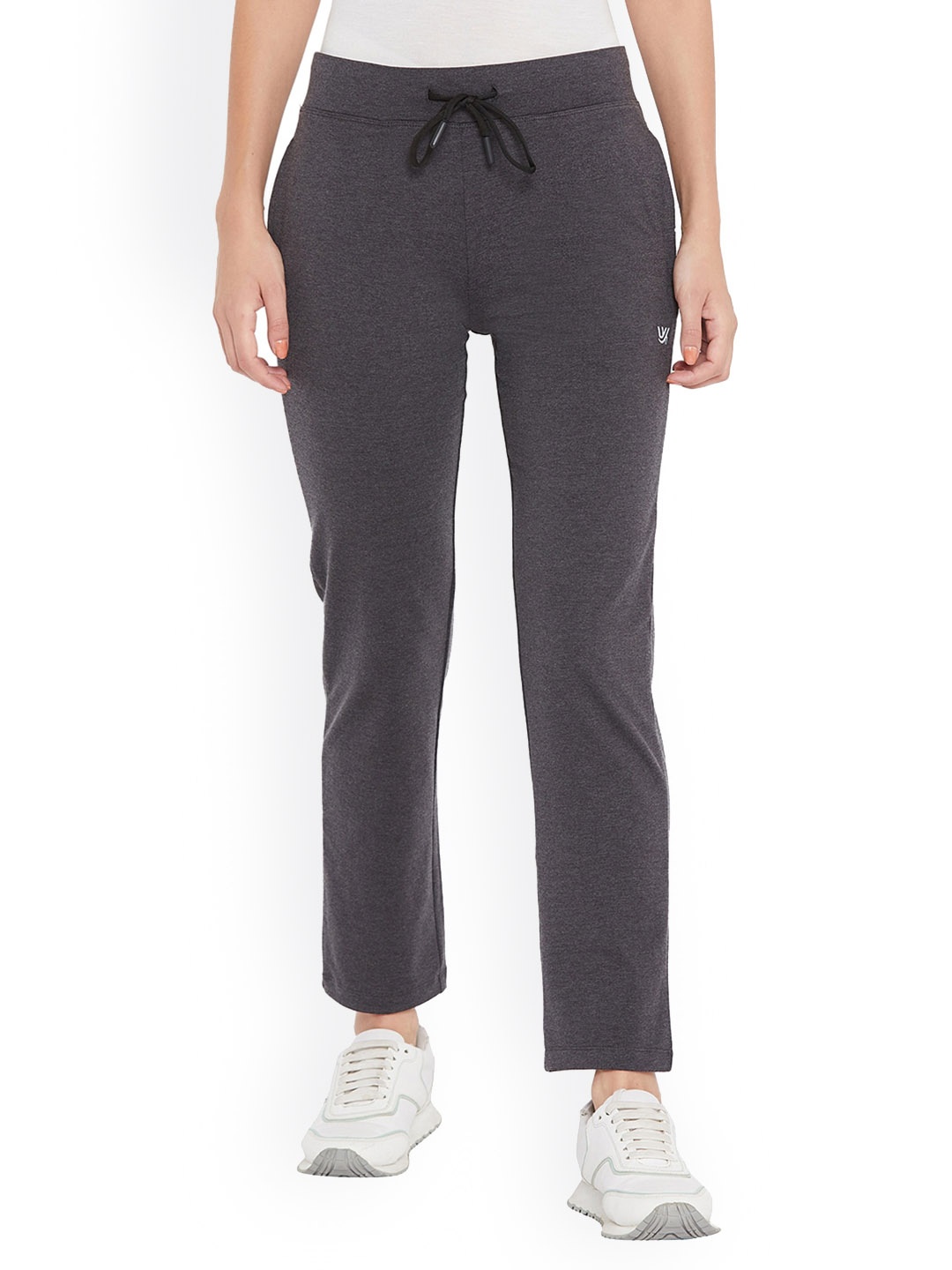 URKNIT Women Cotton Mid-Rise Track Pants, Grey