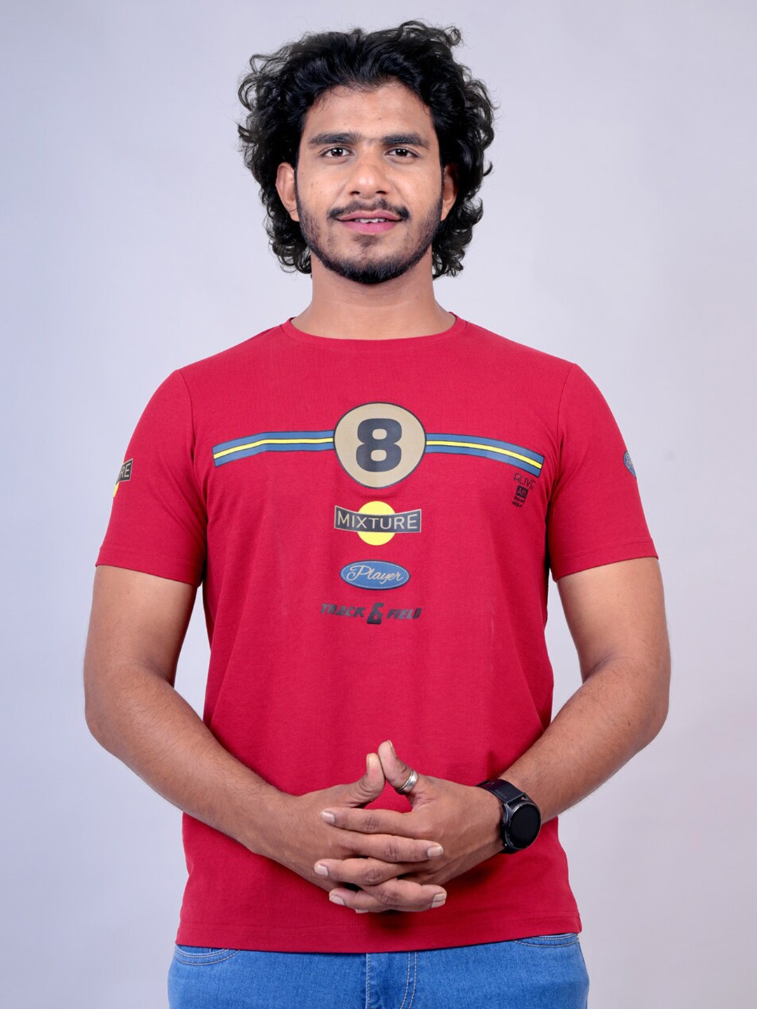 Pontiac Typography Printed Cotton T-shirt, Maroon