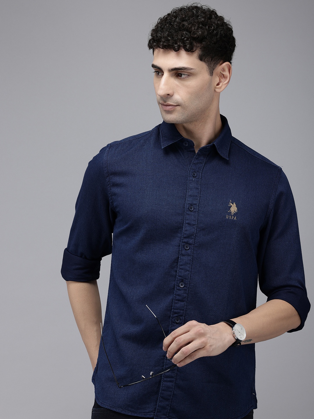 U.S. Polo Assn. Denim Co. Pure Cotton Self Design Textured Slim Fit Opaque Casual Shirt, Navy blue
U.S. Polo Assn. Denim Co. Pure Cotton Self Design Textured Slim Fit Opaque Casual Shirt, Navy blue