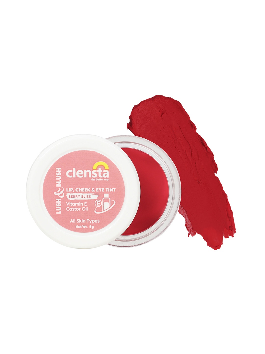 Clensta Lush & Blush Lip Cheek & Eye Tint with Vitamin E & Castor Oil 5g - Berry Bliss 71, Pink
Clensta Lush & Blush Lip Cheek & Eye Tint with Vitamin E & Castor Oil 5g - Berry Bliss 71, Pink