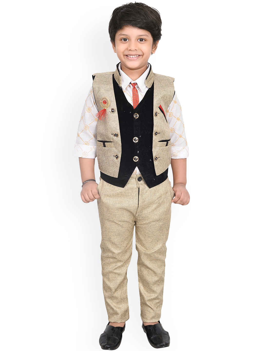 BAESD Boys 4-Pcs Single-Breasted Waistcoat & Trousers With Shirt And Bow, Beige
BAESD Boys 4-Pcs Single-Breasted Waistcoat & Trousers With Shirt And Bow, Beige