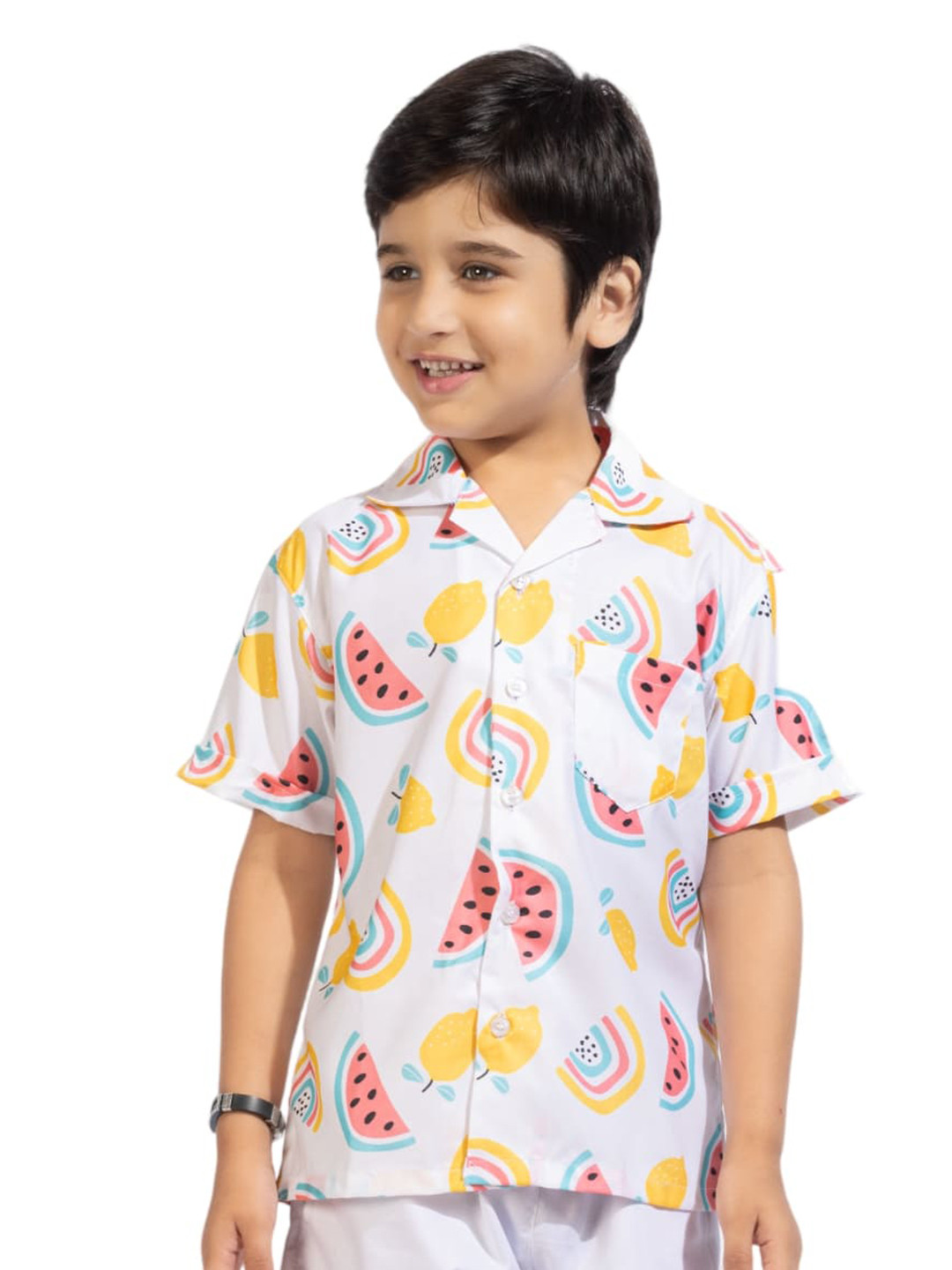 BAESD Boys Conversational Printed Short Sleeves Cotton Comfort Shirt With Shorts, White
BAESD Boys Conversational Printed Short Sleeves Cotton Comfort Shirt With Shorts, White