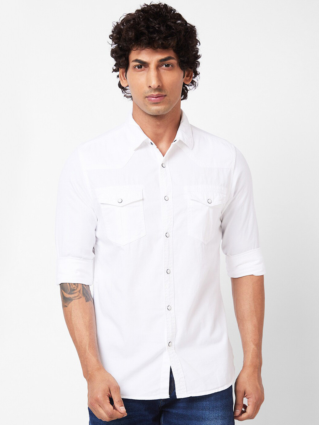 SPYKAR Slim Fit Cotton Casual Shirt, White
SPYKAR Slim Fit Cotton Casual Shirt, White