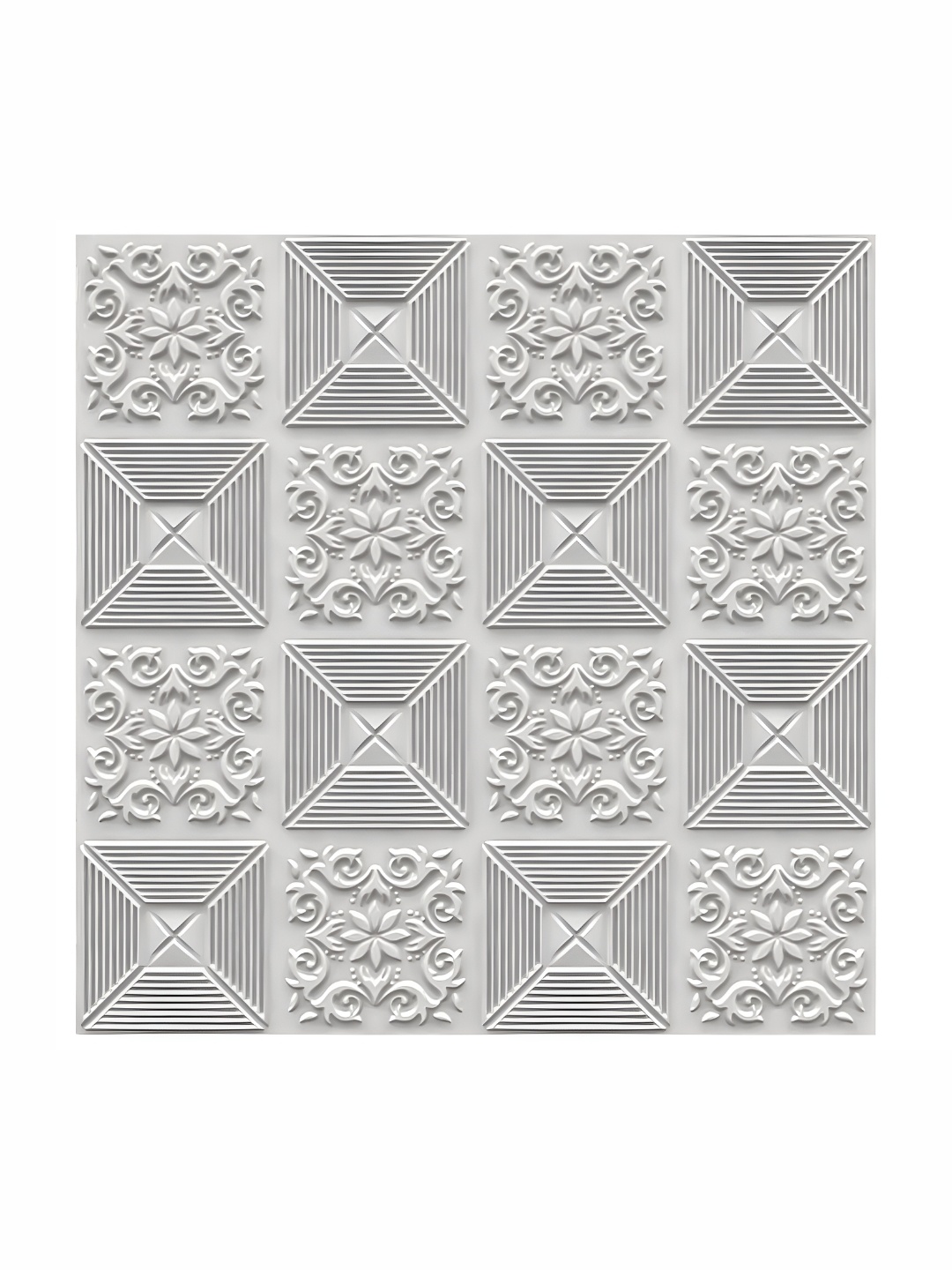 KAYRA DECOR White 3 Pieces Flower Design 3D Self Adhesive Wallpaper