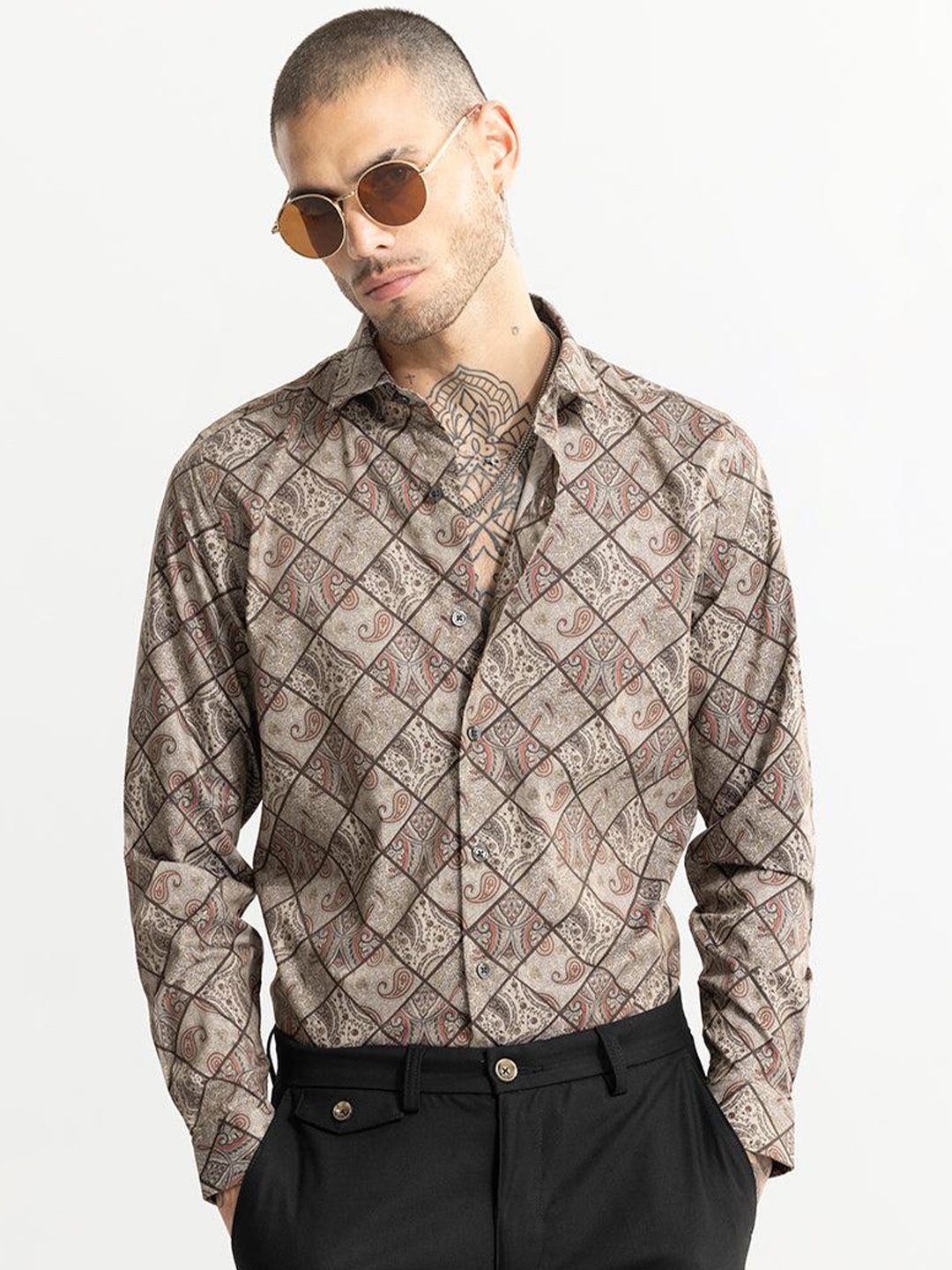 Snitch Geometric Printed Cotton Spread Collar Classic Slim Fit Printed Casual Shirt, Brown
Snitch Geometric Printed Cotton Spread Collar Classic Slim Fit Printed Casual Shirt, Brown