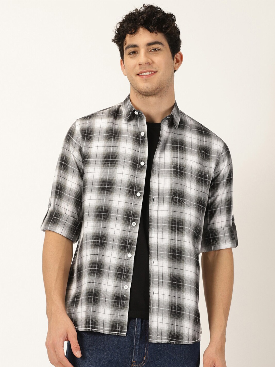 Moda Rapido Standard Checked Cotton Spread Collar Slim Fit Opaque Casual Shirt, Black
Moda Rapido Standard Checked Cotton Spread Collar Slim Fit Opaque Casual Shirt, Black