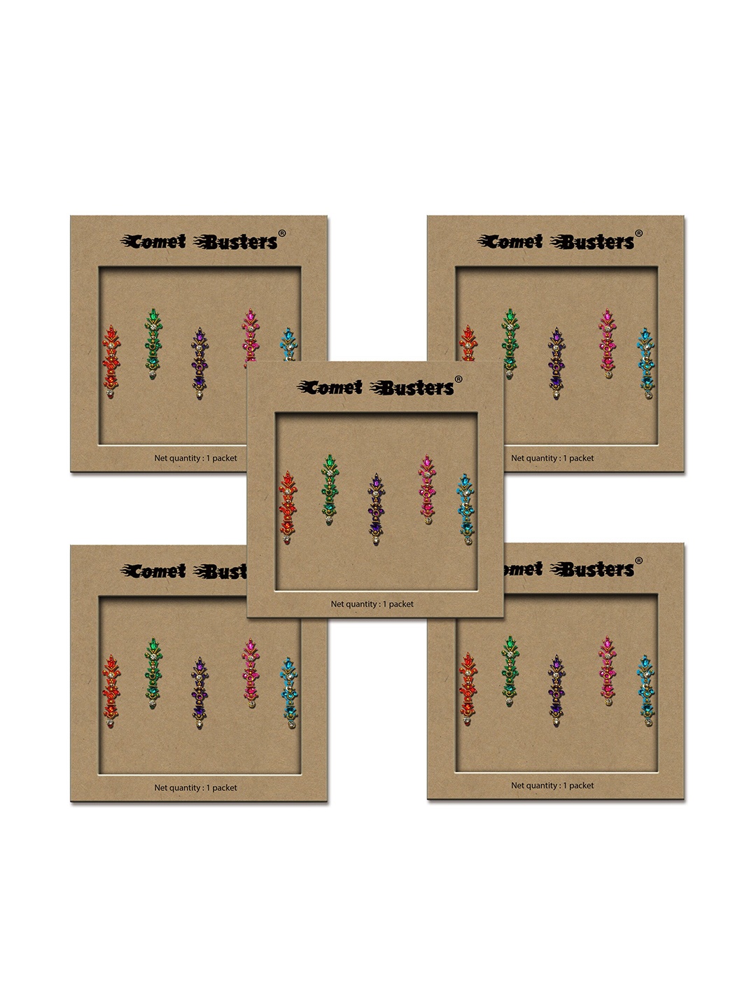 Comet Busters Set of 5 Handcrafted Reusable Traditional Designer Bindis - 011, Multi
Comet Busters Set of 5 Handcrafted Reusable Traditional Designer Bindis - 011, Multi