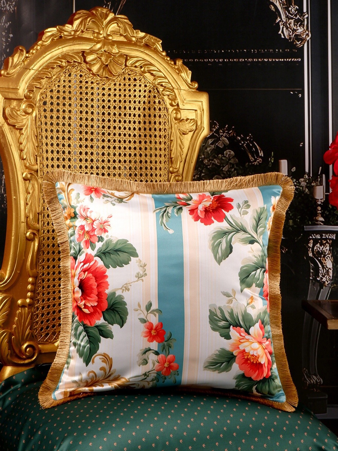 THE WHITE INK DECOR Tropical Elegence Green & White Floral Satin Square Cushion Cover
THE WHITE INK DECOR Tropical Elegence Green & White Floral Satin Square Cushion Cover