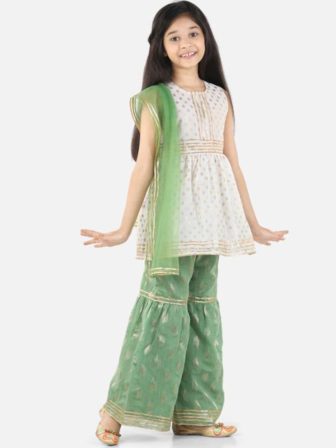 Fairies Forever Girls Floral Printed Zari Round Neck Kurta with Sharara Dupatta, White
Fairies Forever Girls Floral Printed Zari Round Neck Kurta with Sharara Dupatta, White