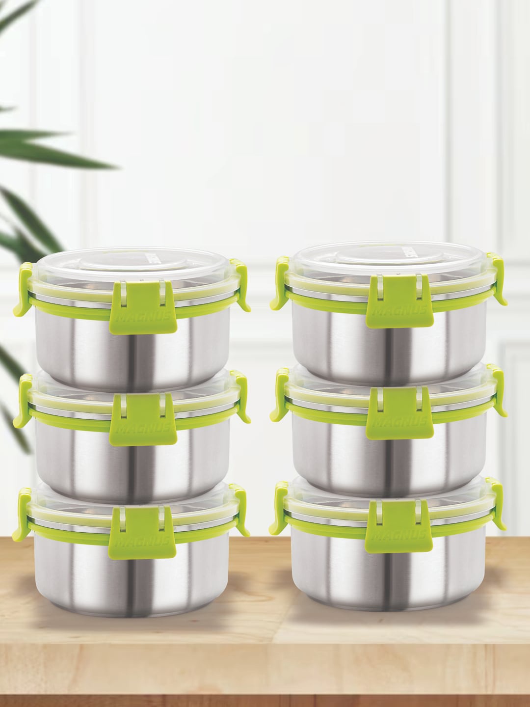 MAGNUS Green & Silver-Toned 6 Pieces Stainless Steel Airtight & Leakproof Lunch Boxes
MAGNUS Green & Silver-Toned 6 Pieces Stainless Steel Airtight & Leakproof Lunch Boxes