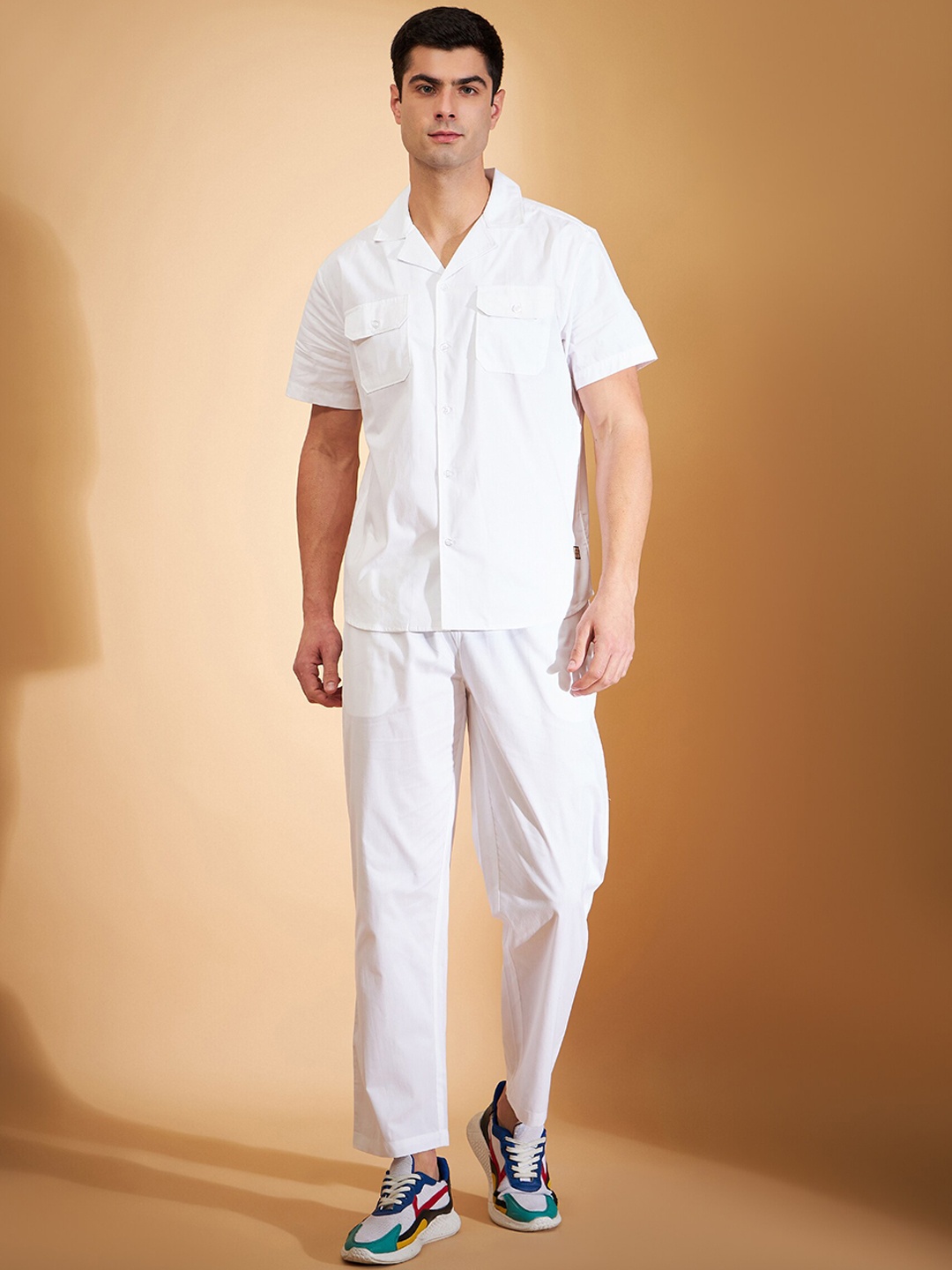 DENNISON Notched Lapel Collar Pure Cotton Shirt & Flared Trouser Co-Ords, White
DENNISON Notched Lapel Collar Pure Cotton Shirt & Flared Trouser Co-Ords, White