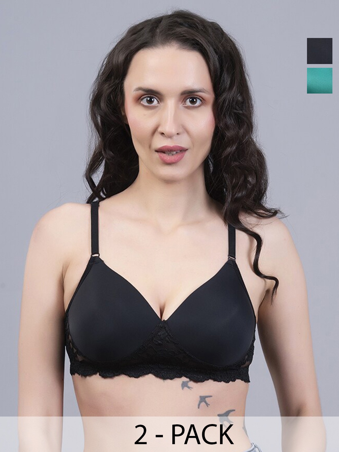 NIGHTHOPE Pack Of 2 Full Coverage Lightly Padded Everyday Bra With All Day Comfort, Black
NIGHTHOPE Pack Of 2 Full Coverage Lightly Padded Everyday Bra With All Day Comfort, Black
