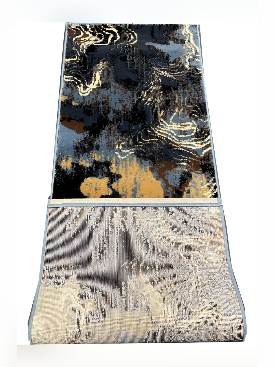 Asad Emporium Rugs Grey & Yellow Abstract Printed Shaggy Carpet