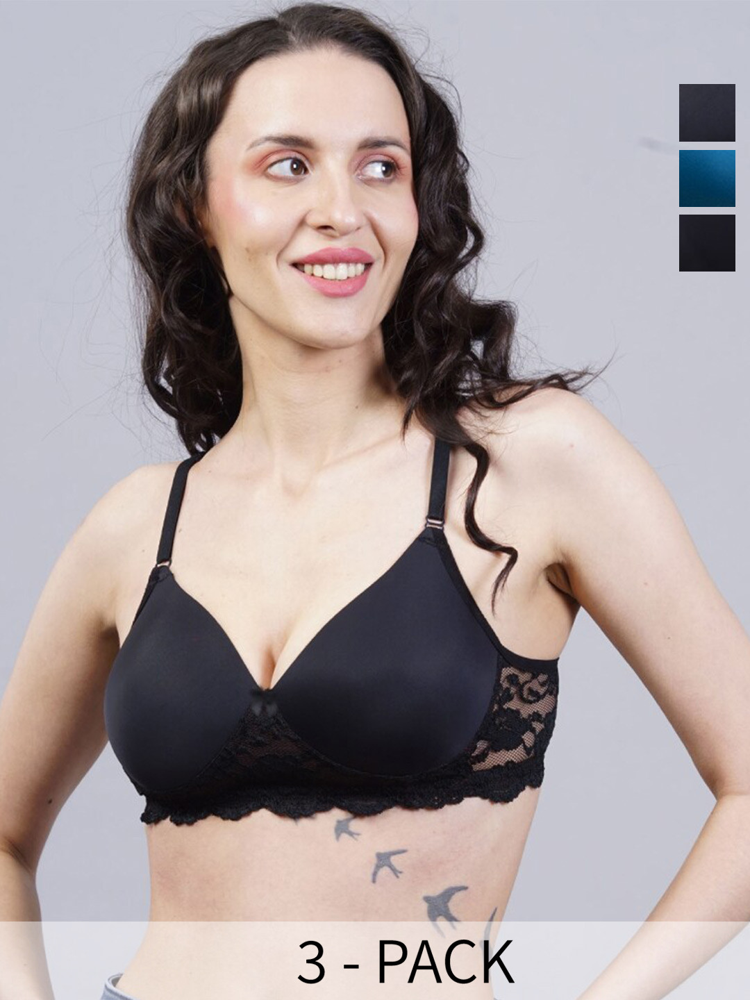 Herryqeal Pack Of 3 Underwired Lightly Padded Everyday Bra With All Day Comfort, Black
Herryqeal Pack Of 3 Underwired Lightly Padded Everyday Bra With All Day Comfort, Black