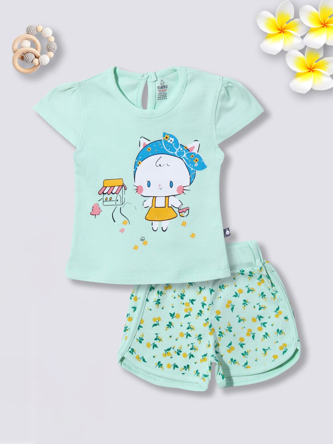 Moms Love Infants Girls Graphic Printed Cap Sleeves Pure Cotton T-shirt with Shorts, Sea green
Moms Love Infants Girls Graphic Printed Cap Sleeves Pure Cotton T-shirt with Shorts, Sea green