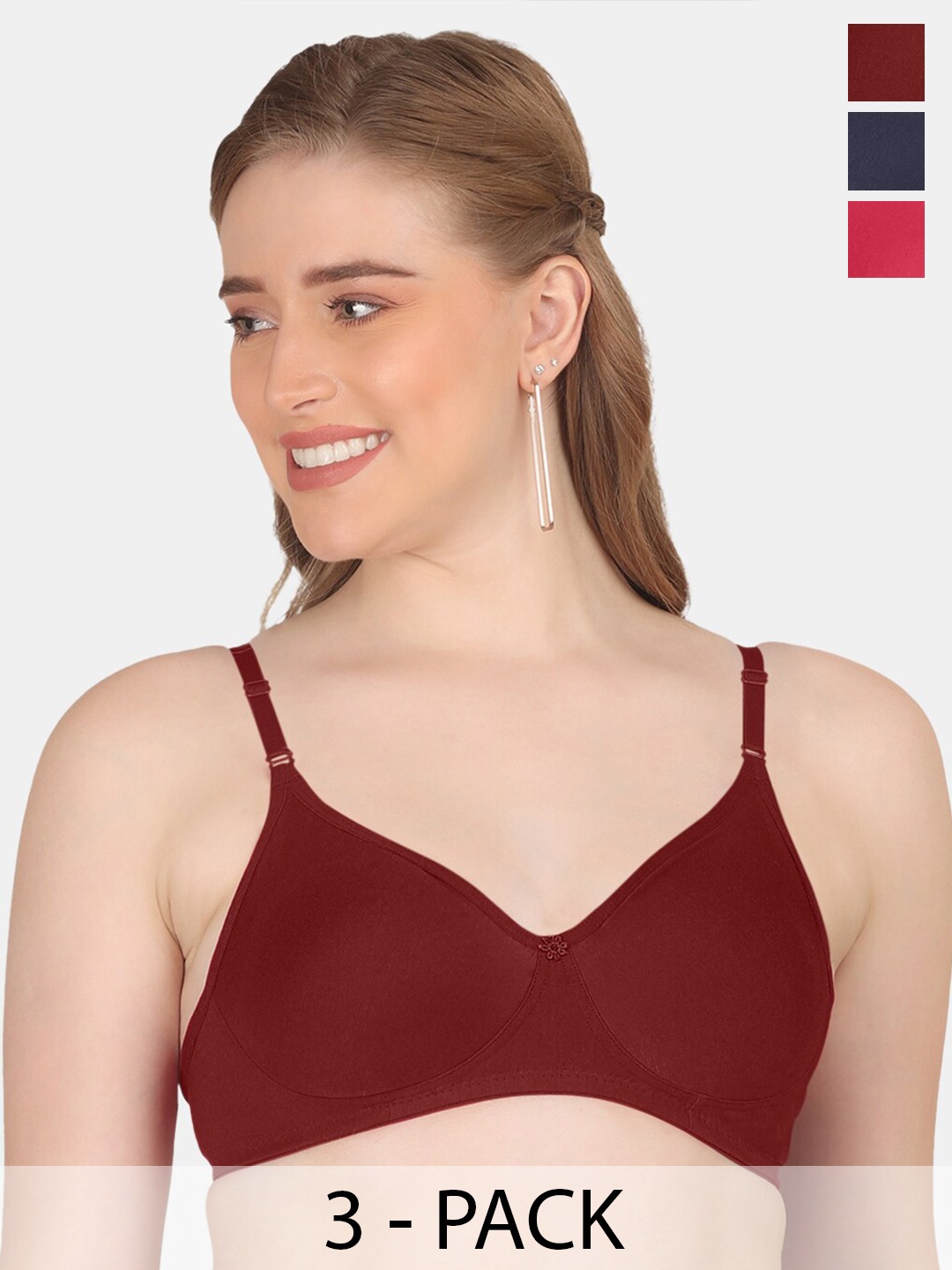 POOJA RAGENEE Pack of 3 Full Coverage Non Padded Cotton Everyday Bras With All Day Comfort, Maroon
POOJA RAGENEE Pack of 3 Full Coverage Non Padded Cotton Everyday Bras With All Day Comfort, Maroon