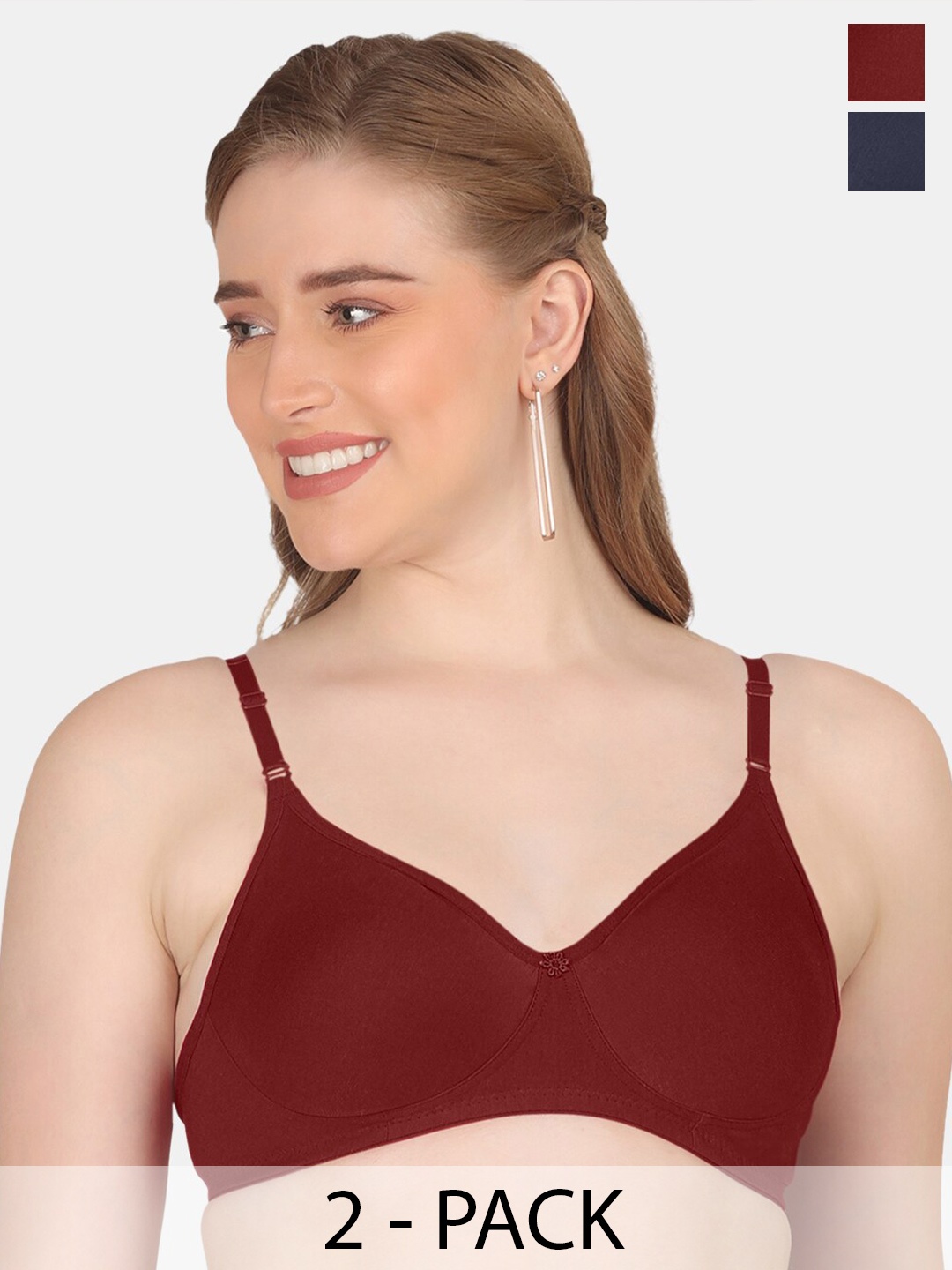 POOJA RAGENEE Pack of 2 Full Coverage Non Padded Cotton Everyday Bras With All Day Comfort, Maroon
POOJA RAGENEE Pack of 2 Full Coverage Non Padded Cotton Everyday Bras With All Day Comfort, Maroon