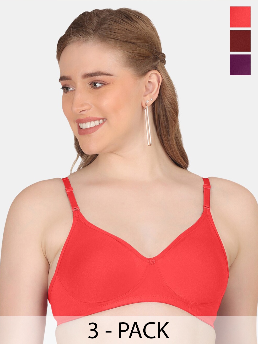 POOJA RAGENEE Pack of 3 Full Coverage Non Padded Cotton Everyday Bras With All Day Comfort, Coral
POOJA RAGENEE Pack of 3 Full Coverage Non Padded Cotton Everyday Bras With All Day Comfort, Coral