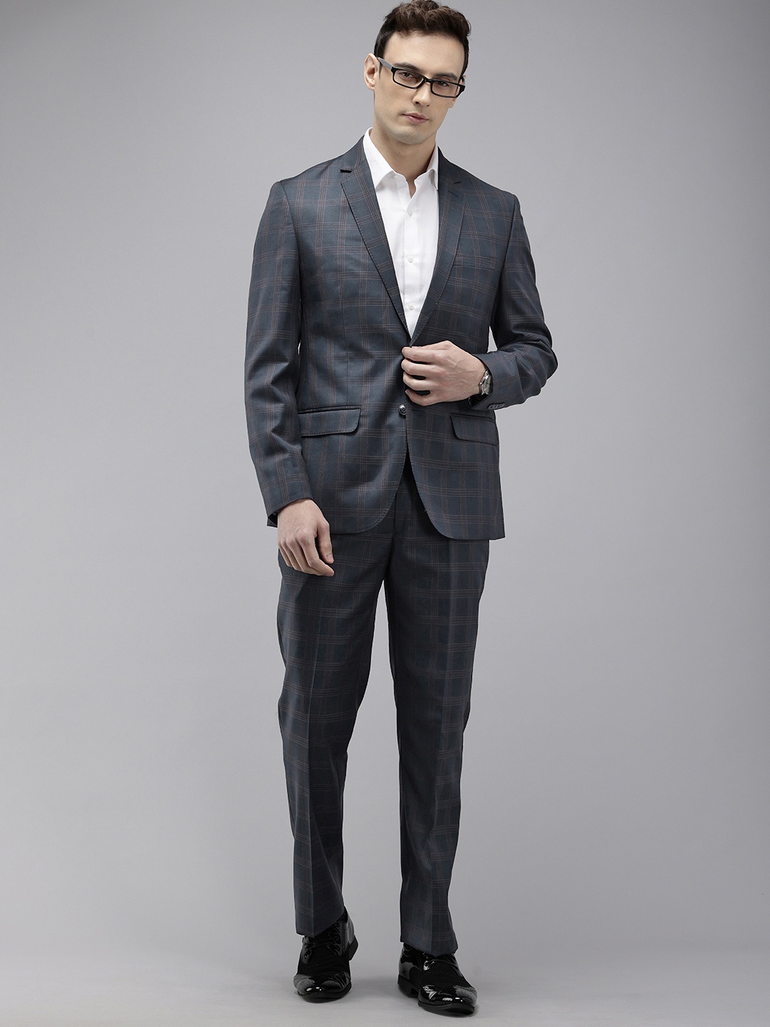 Park Avenue Checked Notched Lapel Single-Breasted Formal 2 Piece Suits, Navy blue
Park Avenue Checked Notched Lapel Single-Breasted Formal 2 Piece Suits, Navy blue