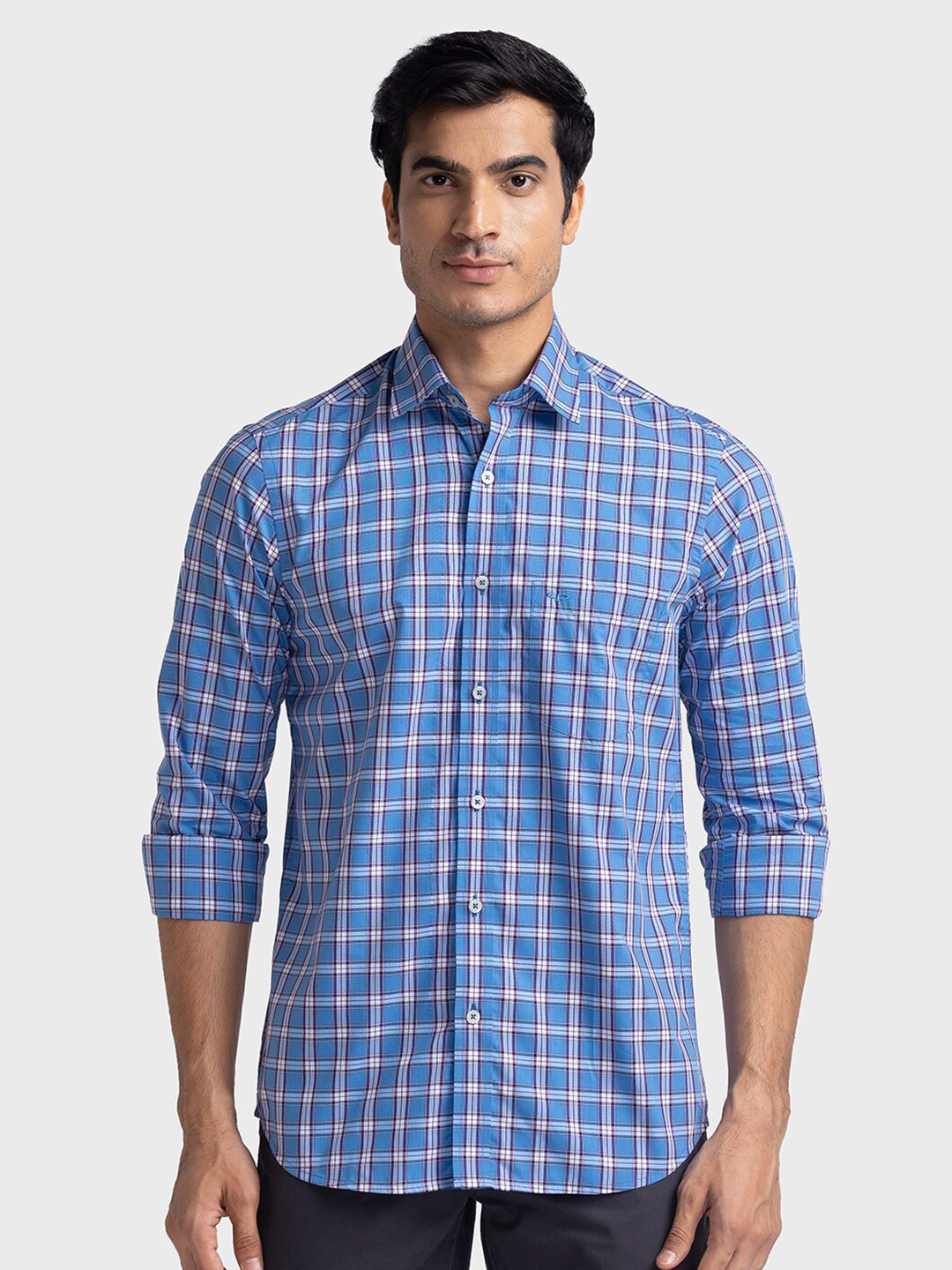 ColorPlus Tartan Checked Cotton Custom Tailored Fit Opaque Casual Shirt, Blue
ColorPlus Tartan Checked Cotton Custom Tailored Fit Opaque Casual Shirt, Blue