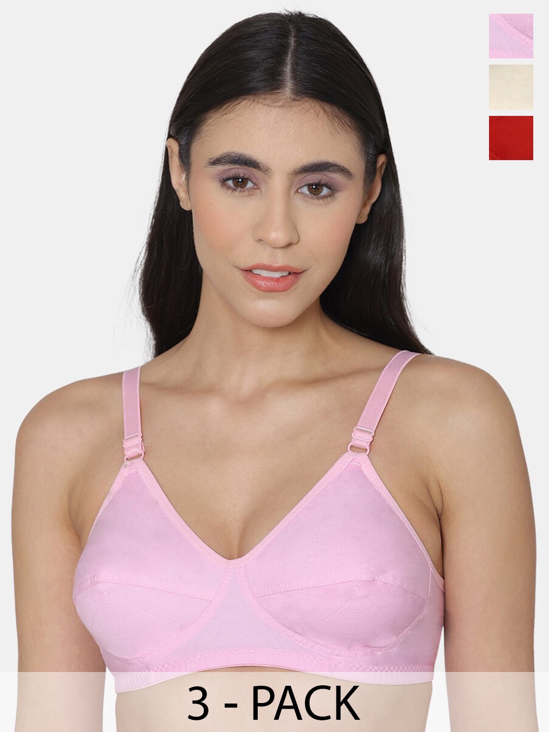 KOMLI Women Pack Of 3 Full Coverage Super Non Padded Cotton All Day Comfort Minimizer Bras, Pink
KOMLI Women Pack Of 3 Full Coverage Super Non Padded Cotton All Day Comfort Minimizer Bras, Pink