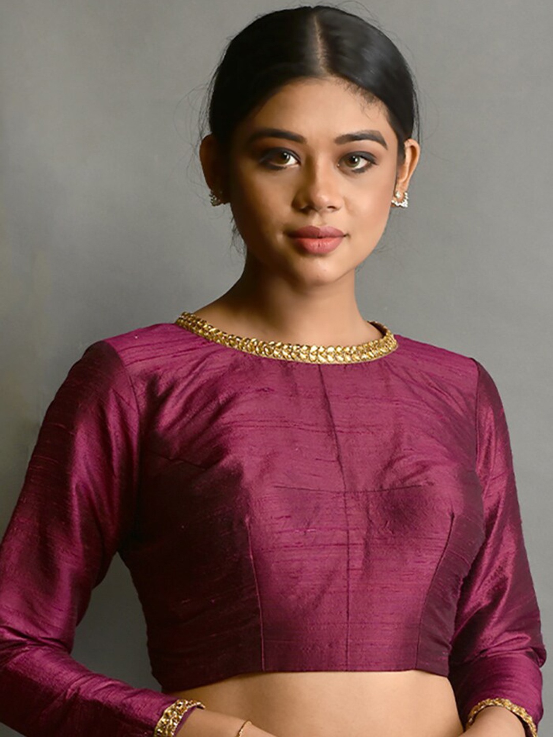 AllSilks Boat Neck Silk Saree Blouse, Maroon