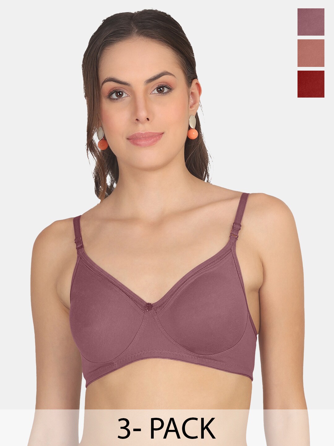 POOJA RAGENEE Pack Of 3 Full Coverage Seamless Cotton Everyday Bras With All Day Comfort, Maroon
POOJA RAGENEE Pack Of 3 Full Coverage Seamless Cotton Everyday Bras With All Day Comfort, Maroon