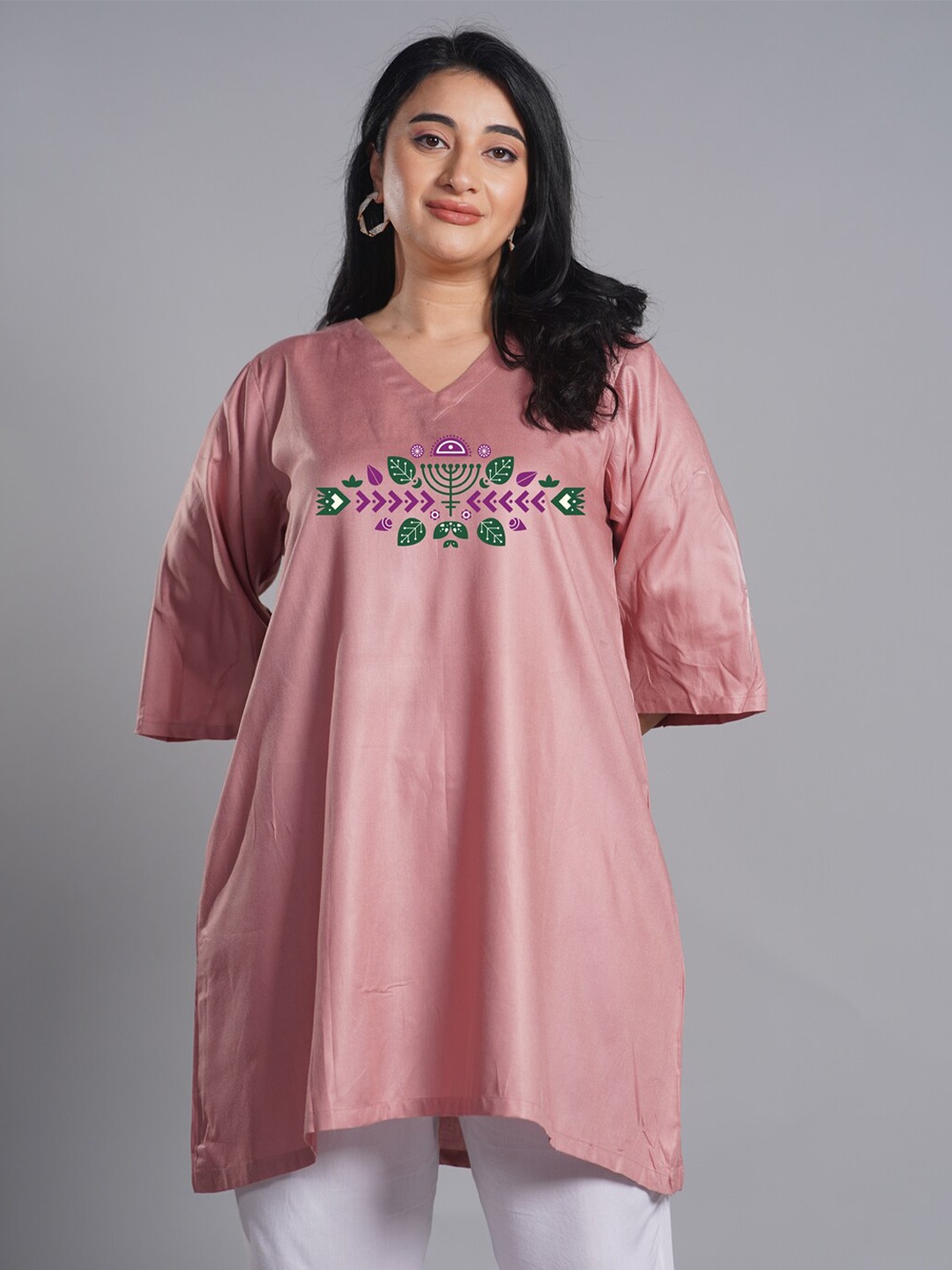 LetsDressUp Plus Size Ethnic Motif Printed V-Neck Three-Quarter Flared Sleeves Kurta, Rose
LetsDressUp Plus Size Ethnic Motif Printed V-Neck Three-Quarter Flared Sleeves Kurta, Rose