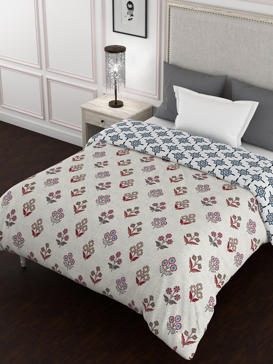 BELLA CASA Kalamkari Collection Blue Ethnic Motifs Cotton 150 GSM Single Bed Quilt, Beige
BELLA CASA Kalamkari Collection Blue Ethnic Motifs Cotton 150 GSM Single Bed Quilt, Beige