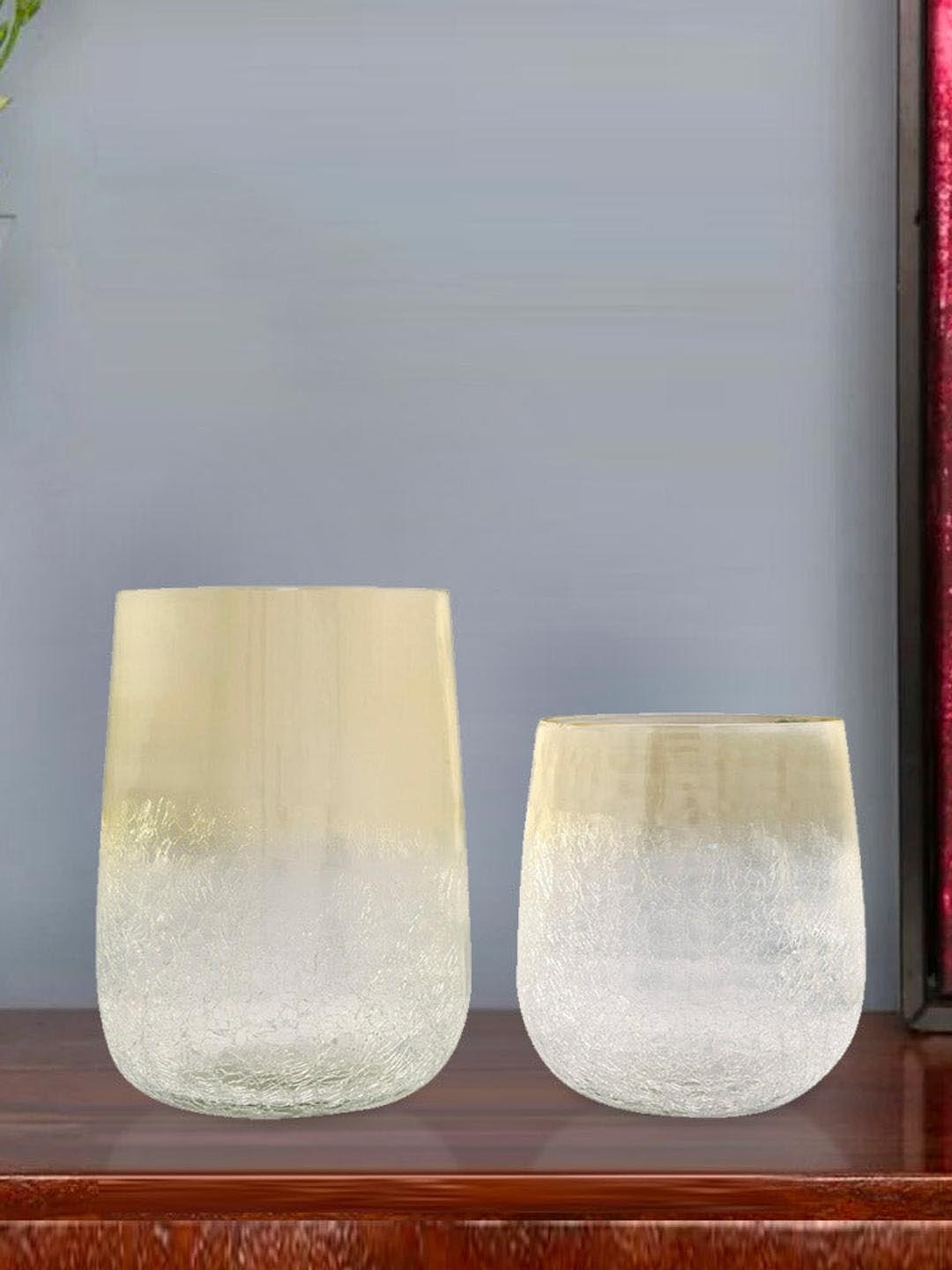 Athome by Nilkamal Transparent 2 Pcs Ceramic Cylindrical Crackle Glass Candle Holders
Athome by Nilkamal Transparent 2 Pcs Ceramic Cylindrical Crackle Glass Candle Holders
