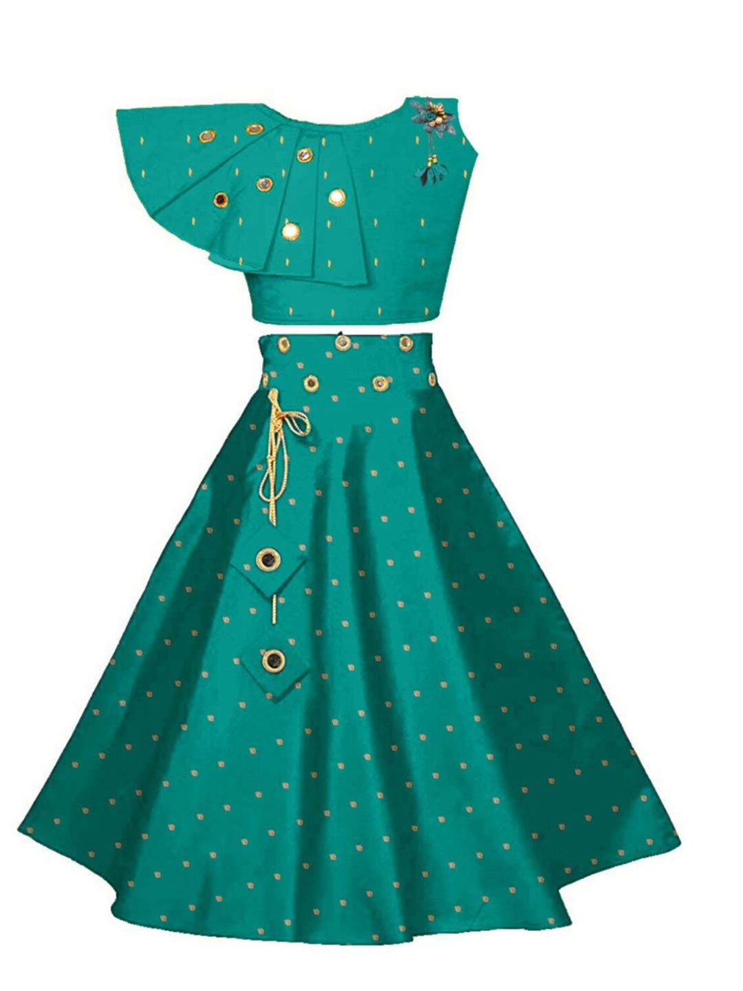 BAESD Girls Embroidered Mirror Work Detailed Ready to Wear Lehenga & Choli, Green
BAESD Girls Embroidered Mirror Work Detailed Ready to Wear Lehenga & Choli, Green