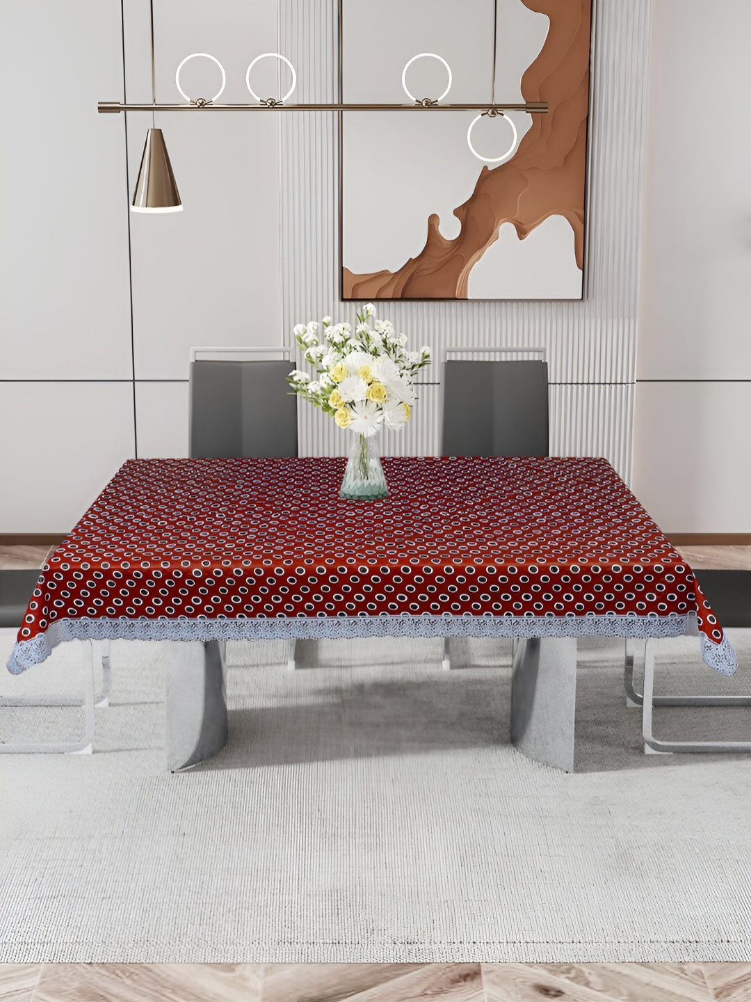 DREAM CARE Maroon & White Abstract Printed Waterproof 4 Seater Rectangular Table Cover
DREAM CARE Maroon & White Abstract Printed Waterproof 4 Seater Rectangular Table Cover