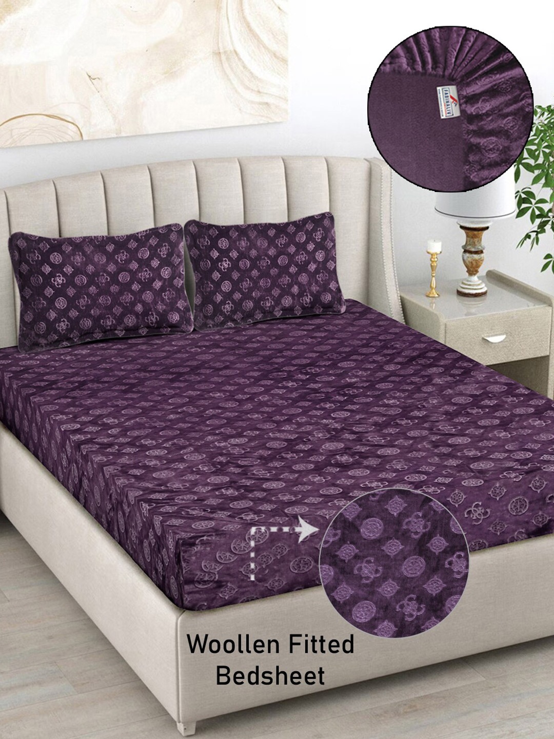 FABINALIV Purple Geometric 300 TC Woollen King Size Fitted Bedsheet & 2 Pillow Covers
FABINALIV Purple Geometric 300 TC Woollen King Size Fitted Bedsheet & 2 Pillow Covers