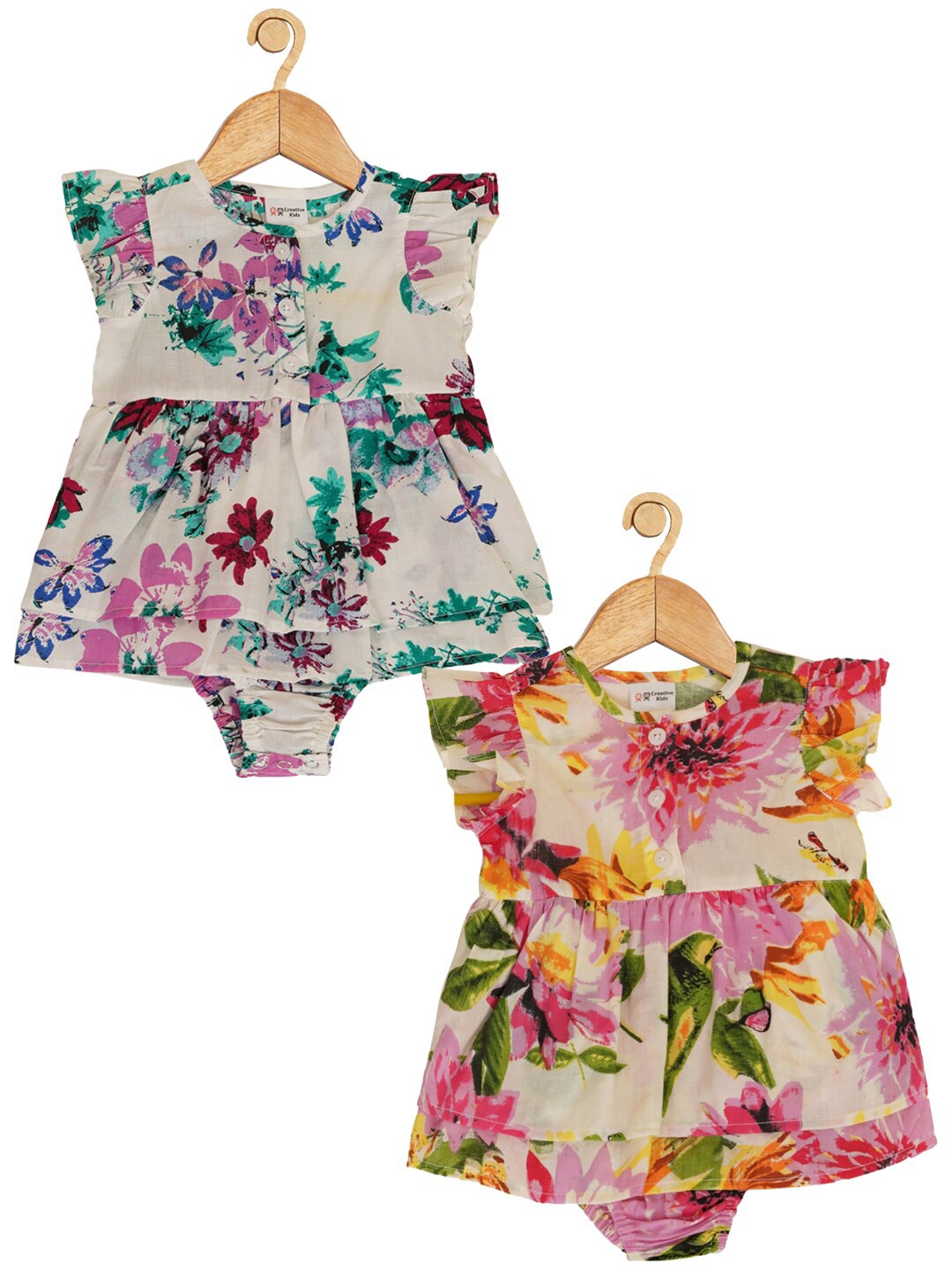 Creative Kids Infant Girls Pack Of 2 Floral Print Flutter Sleeves Cotton Fit & Flare Dress, Purple
Creative Kids Infant Girls Pack Of 2 Floral Print Flutter Sleeves Cotton Fit & Flare Dress, Purple