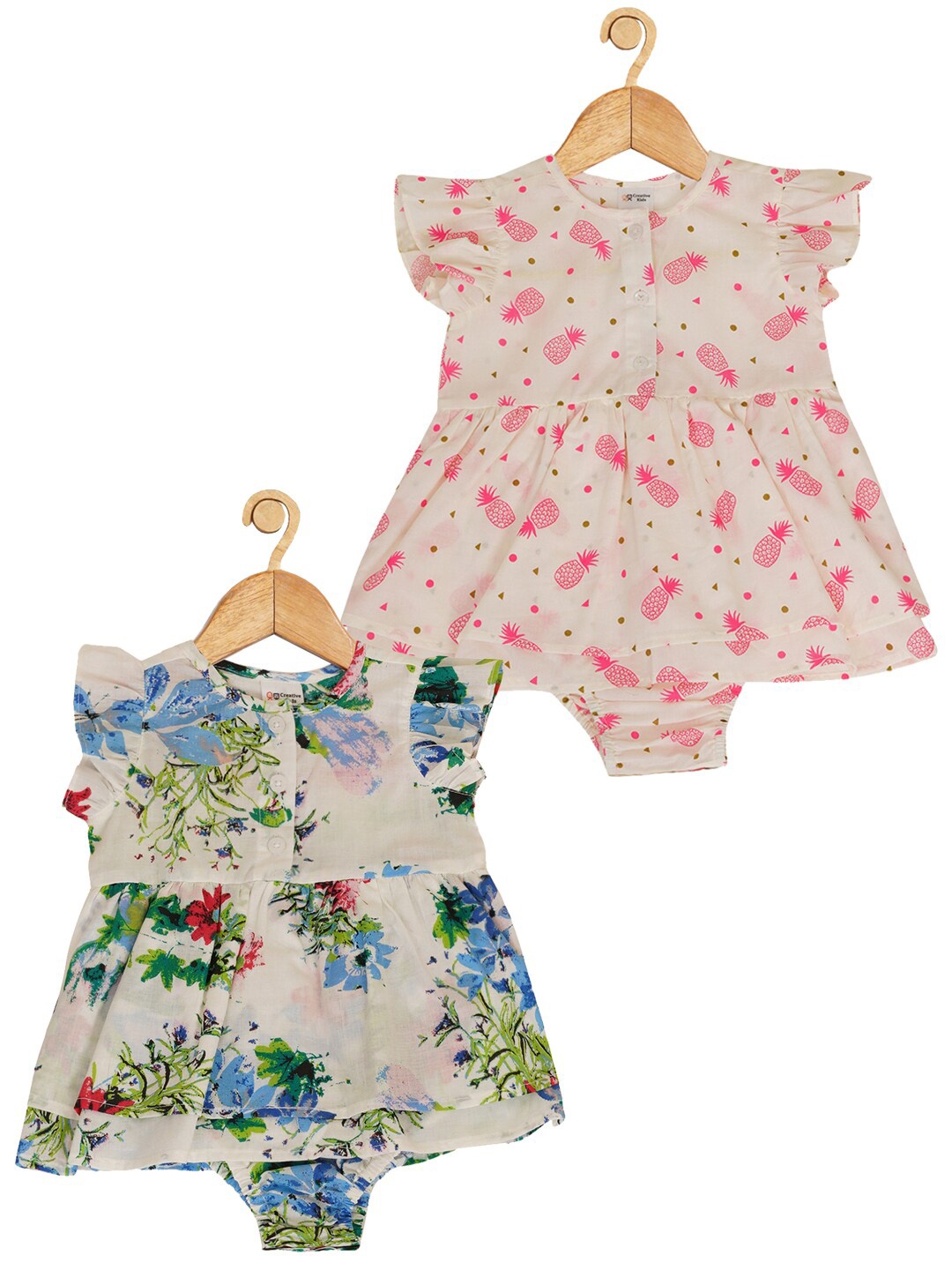 Creative Kids Infant Girls Pack Of 2 Floral Print Flutter Sleeves Cotton Fit & Flare Dress, Green
Creative Kids Infant Girls Pack Of 2 Floral Print Flutter Sleeves Cotton Fit & Flare Dress, Green