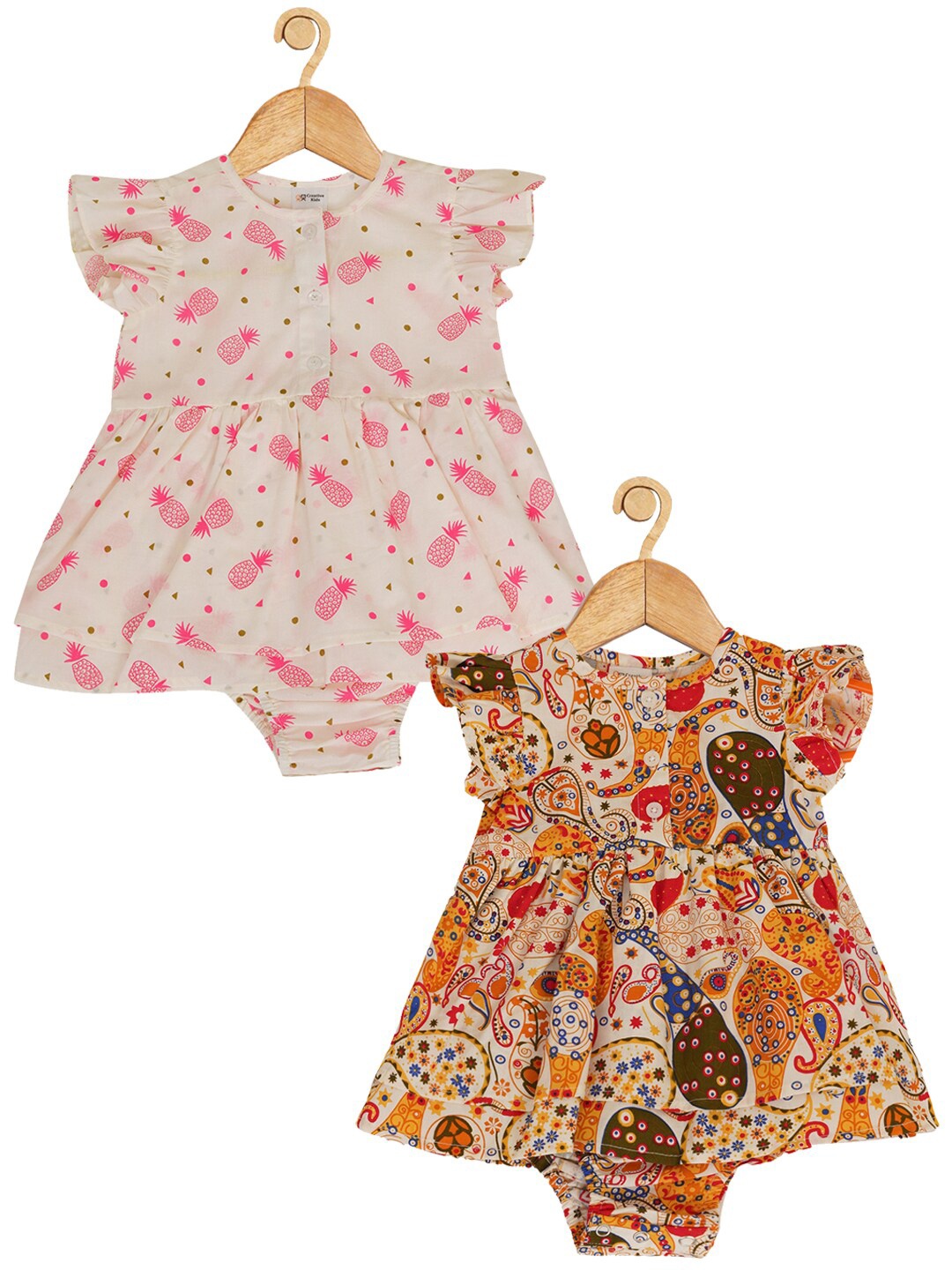 Creative Kids Infant Girls Pack Of 2 Floral Print Flutter Sleeves Cotton Fit & Flare Dress, Cream
Creative Kids Infant Girls Pack Of 2 Floral Print Flutter Sleeves Cotton Fit & Flare Dress, Cream