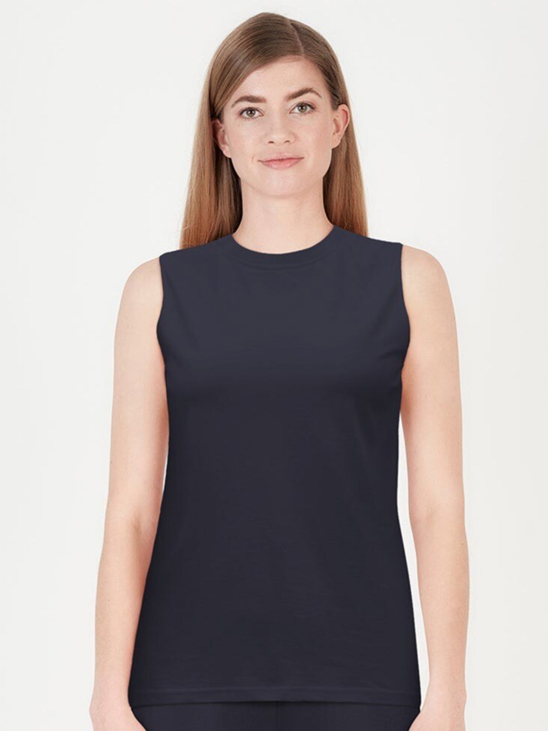 Saltpetre Sleeveless Pure Cotton T-shirt, Navy blue