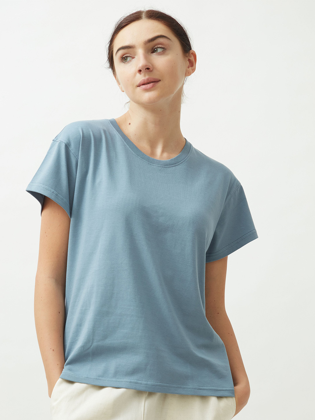 Saltpetre Organic Cotton Round Neck Lounge T-shirt, Blue 
Saltpetre Organic Cotton Round Neck Lounge T-shirt, Blue