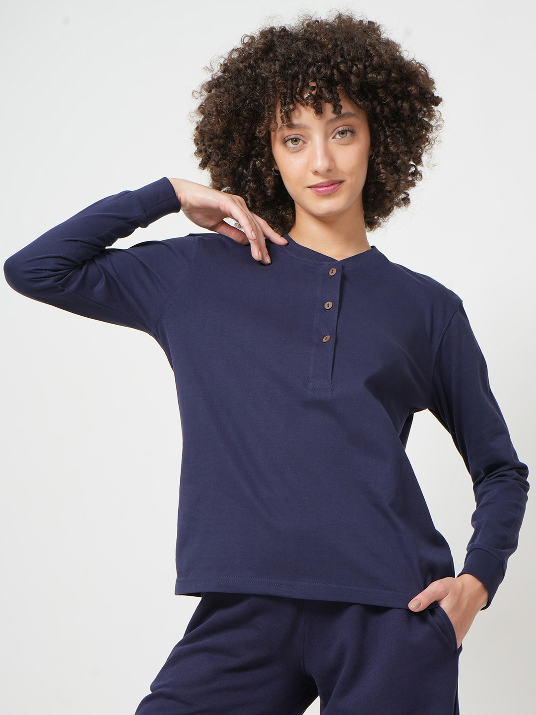 Saltpetre Women Navy Blue V-Neck Organic Cotton T-shirt
Saltpetre Women Navy Blue V-Neck Organic Cotton T-shirt